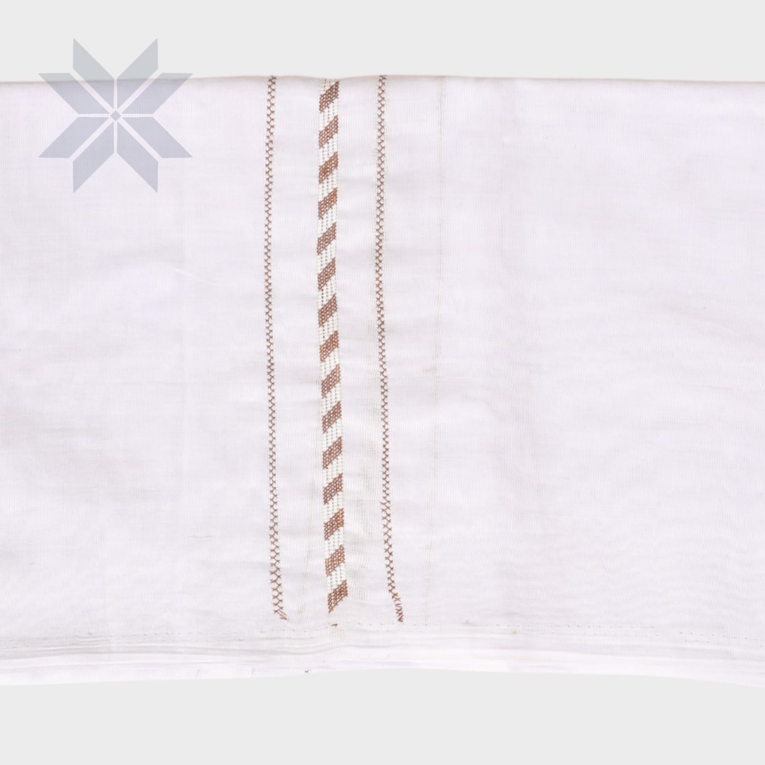 Classic Afghan White Shawl with Brown Border Embroidery