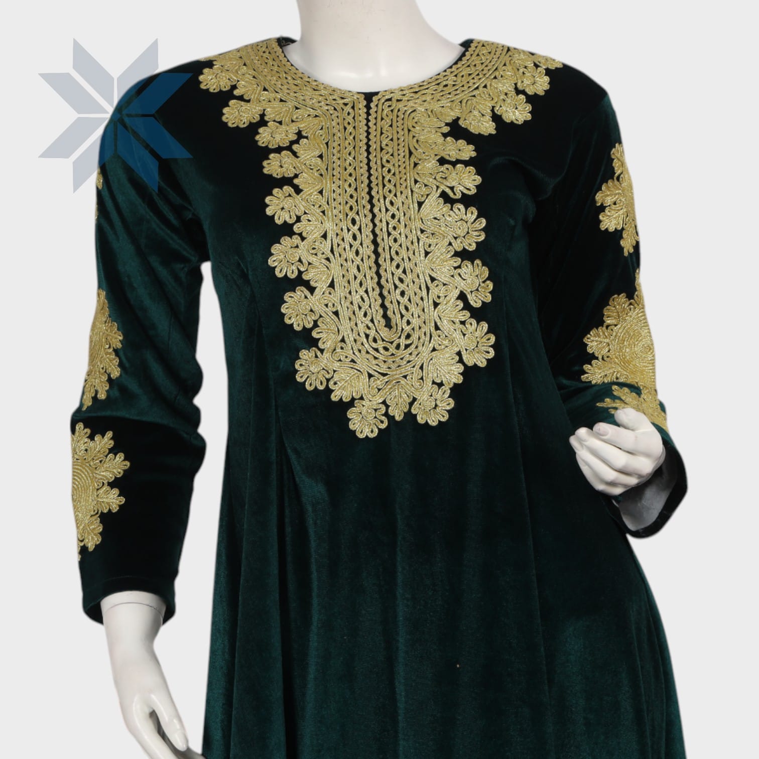 Emerald Gold Velvet Dress