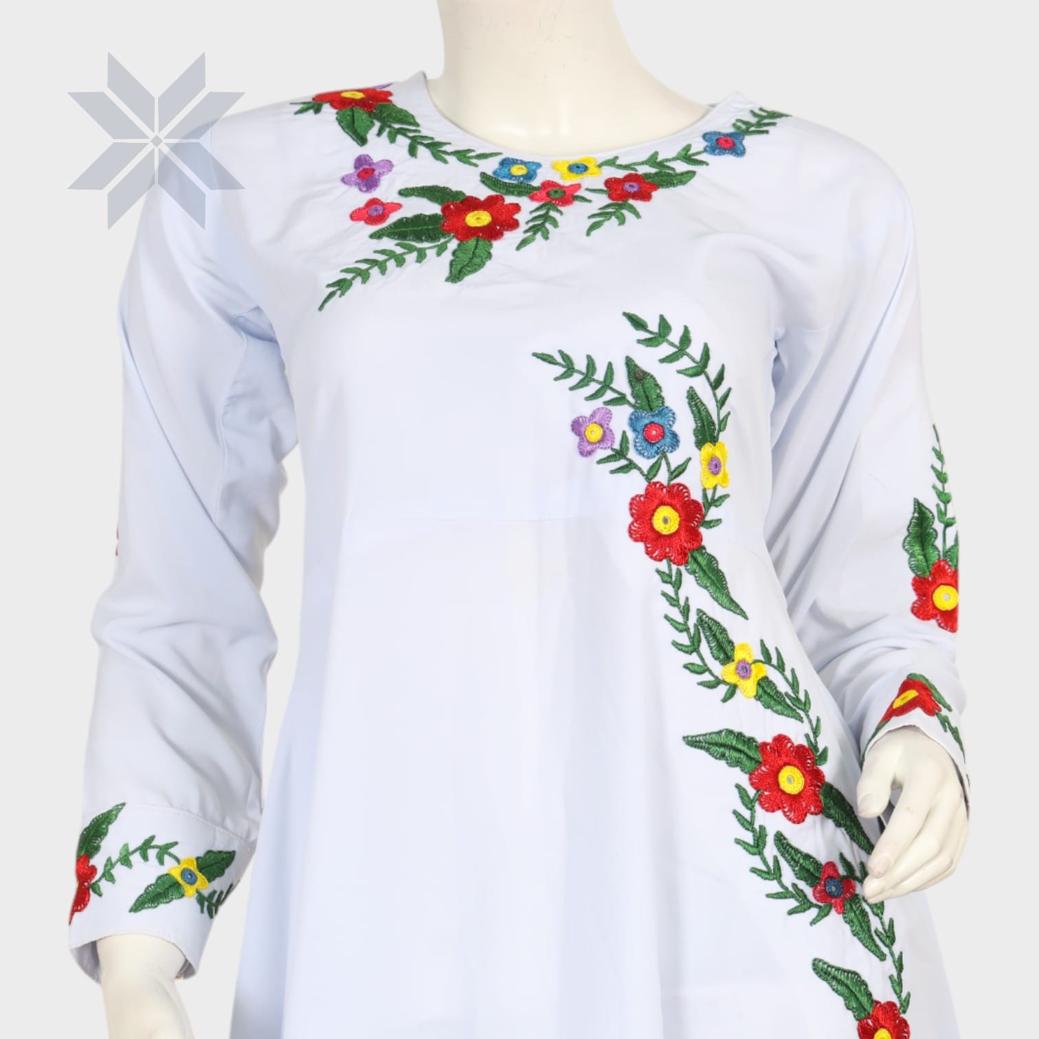 Bahaar White Floral Embroidered Dress