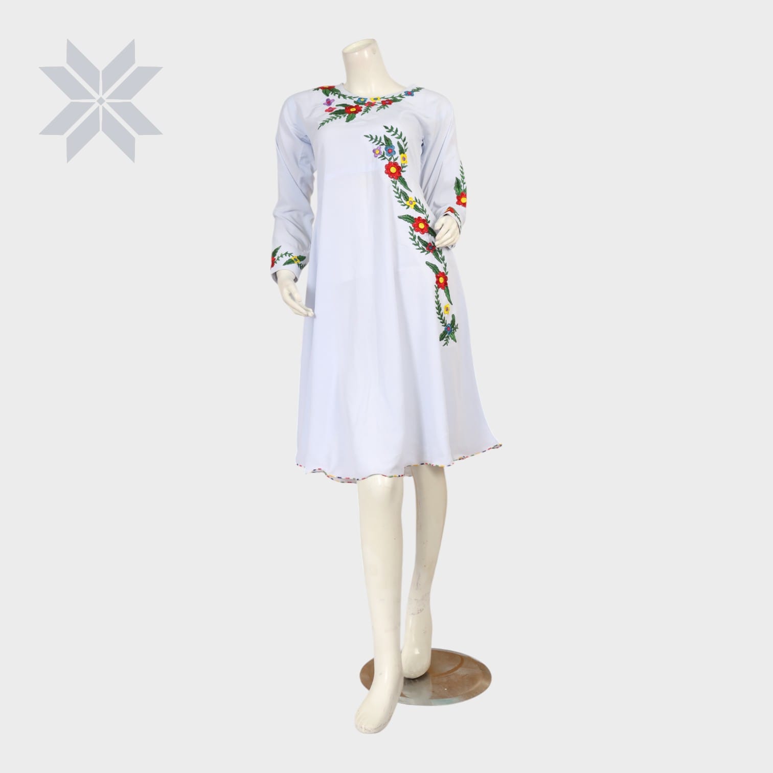 Bahaar White Floral Embroidered Dress