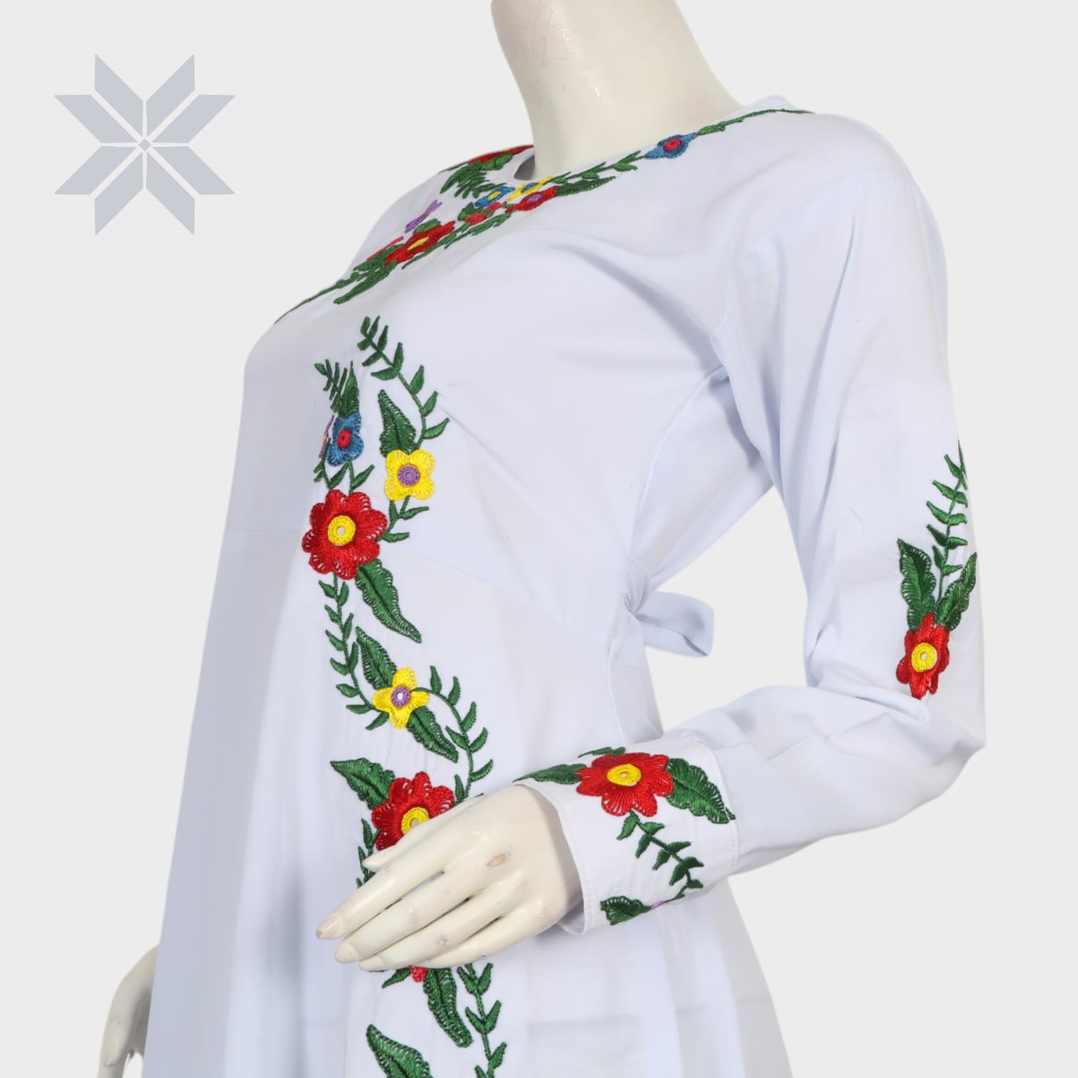 Bahaar White Floral Embroidered Dress