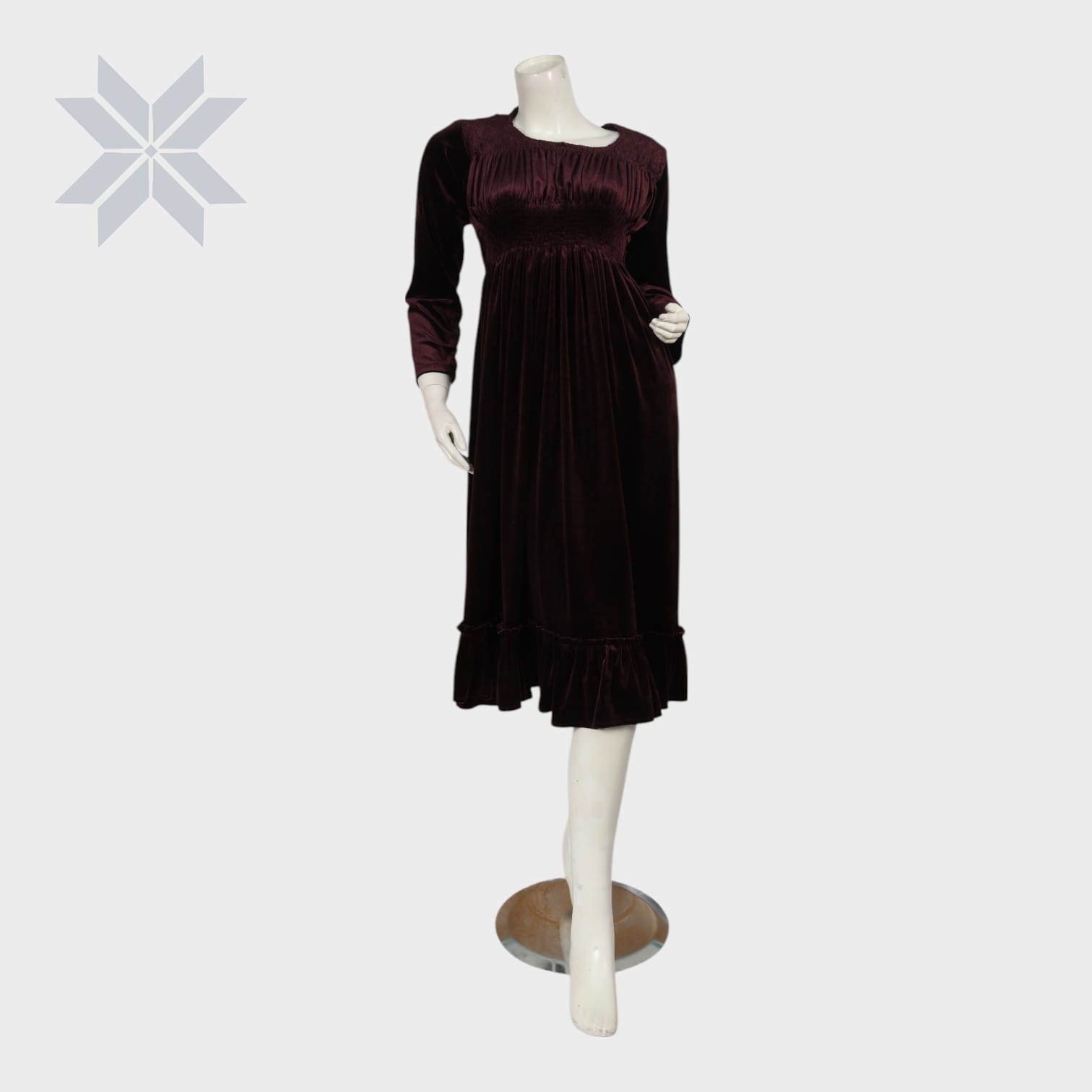 Velvet Ruffle Hem Classic Dress