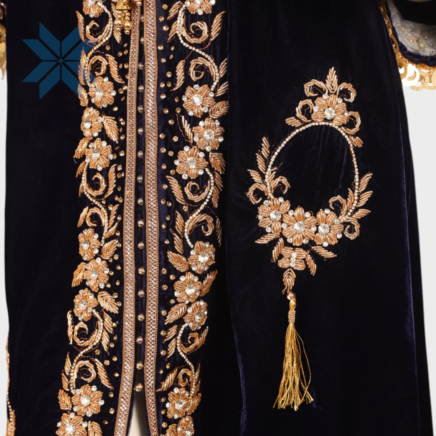 Midnight Velvet Embroidered Open Gown