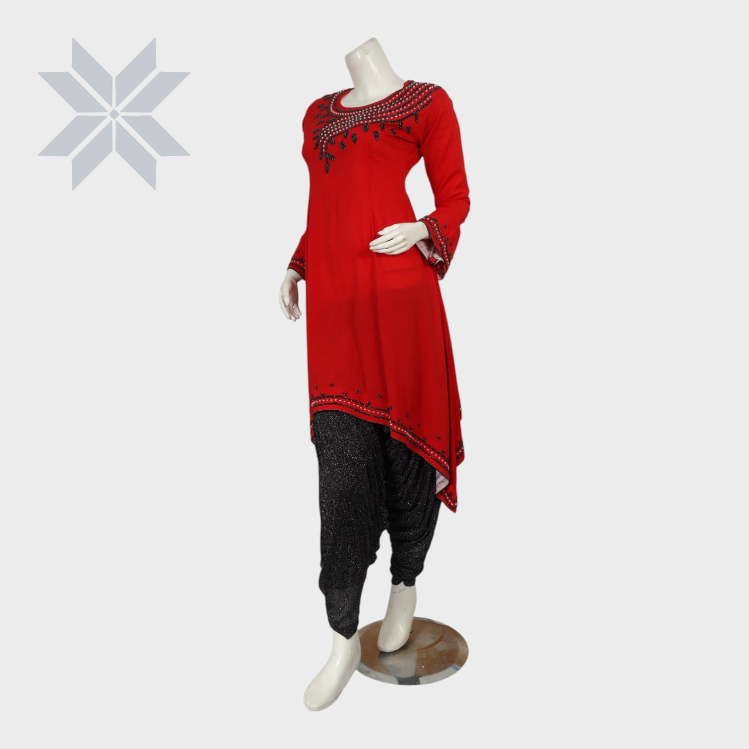 Crimson Charm Embroidered Kurti Set