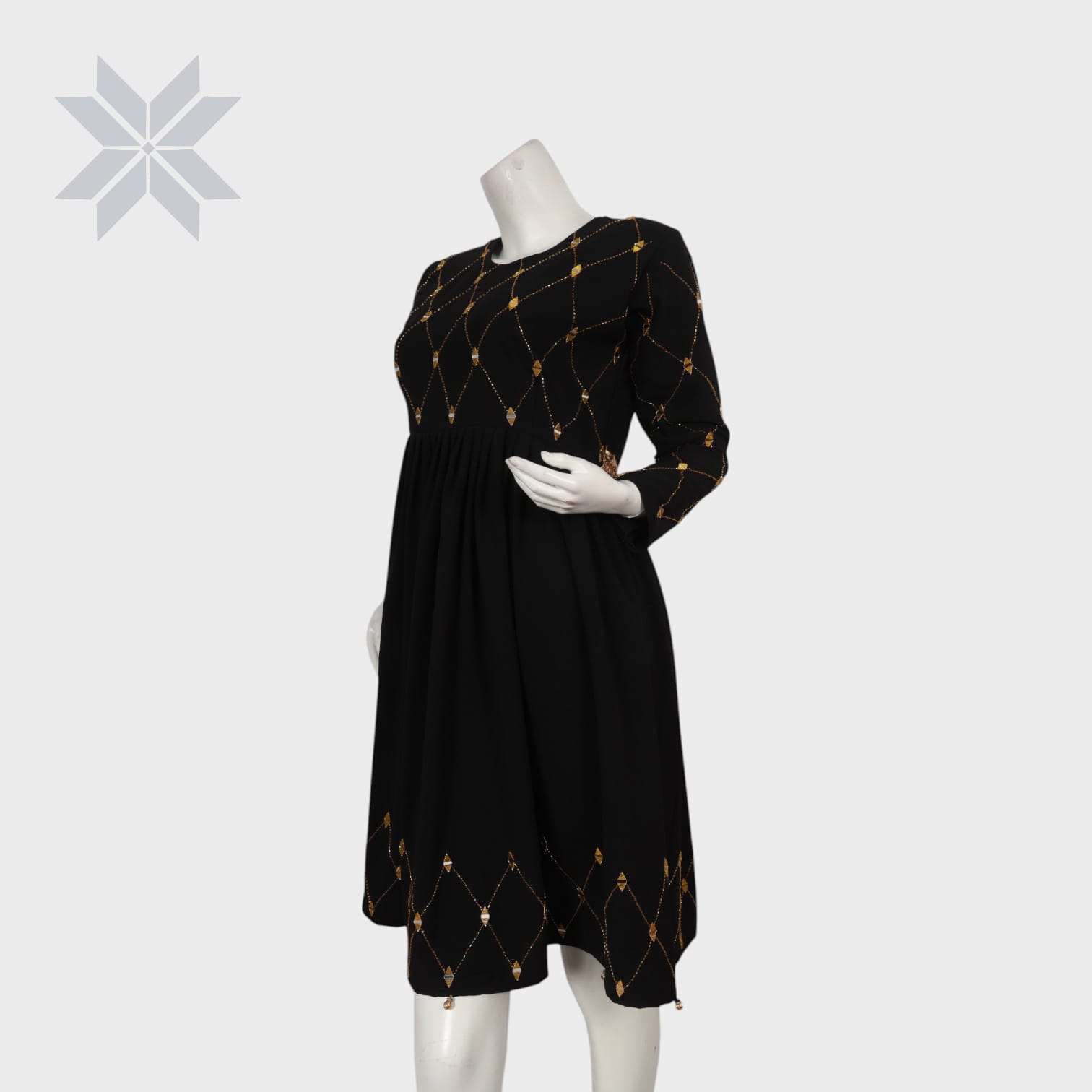 Noir Elegance Diamond Stitch Dress