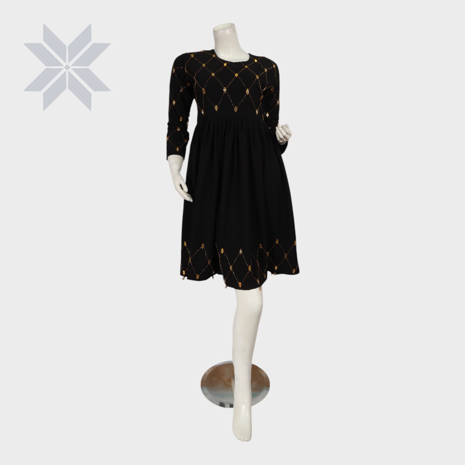 Noir Elegance Diamond Stitch Dress