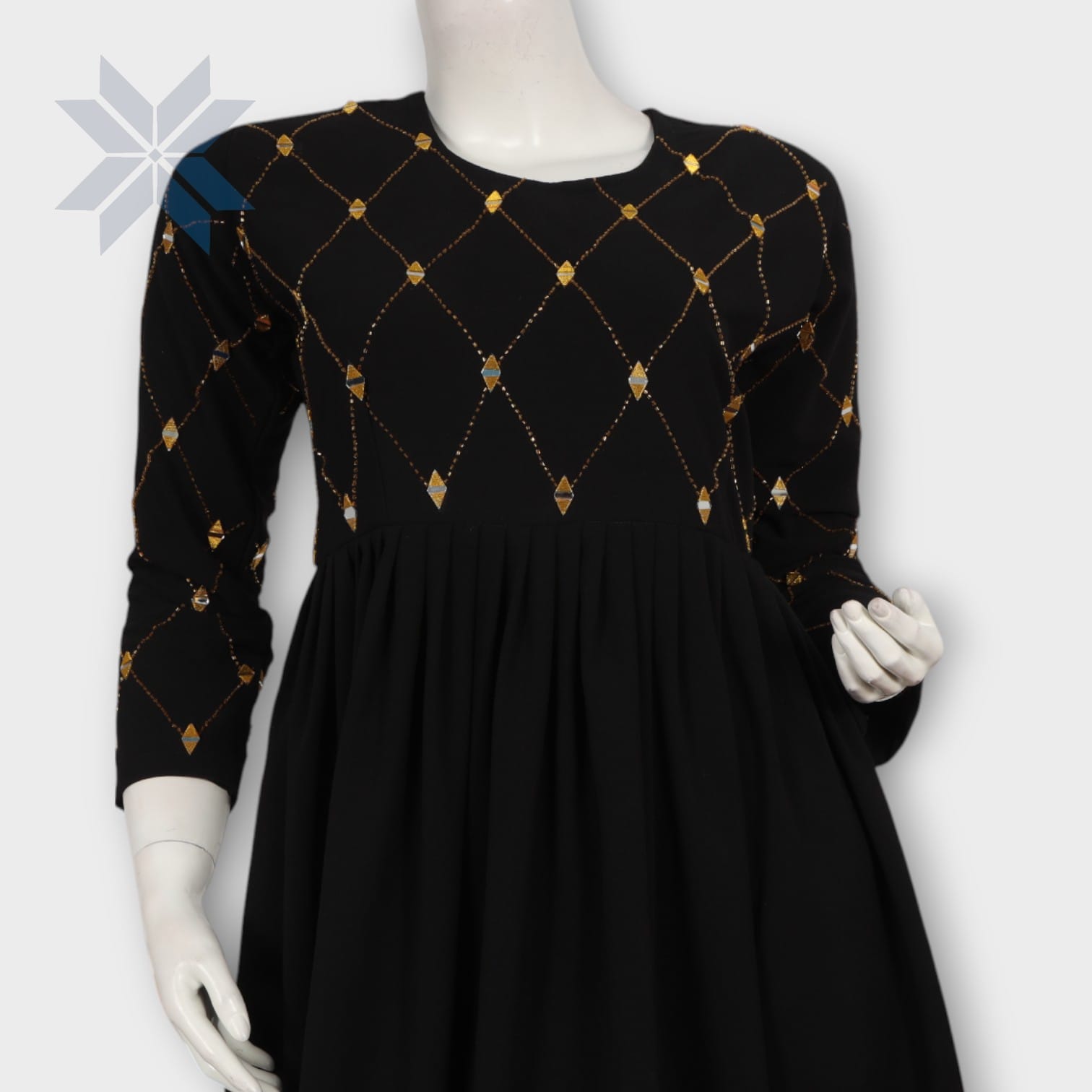 Noir Elegance Diamond Stitch Dress