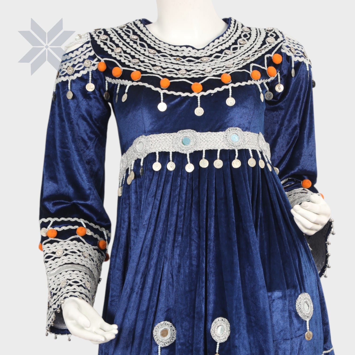 Zarina Blue Velvet Tribal Dress | Aseel Zarina Blue Velvet Tribal Dress | Aseel