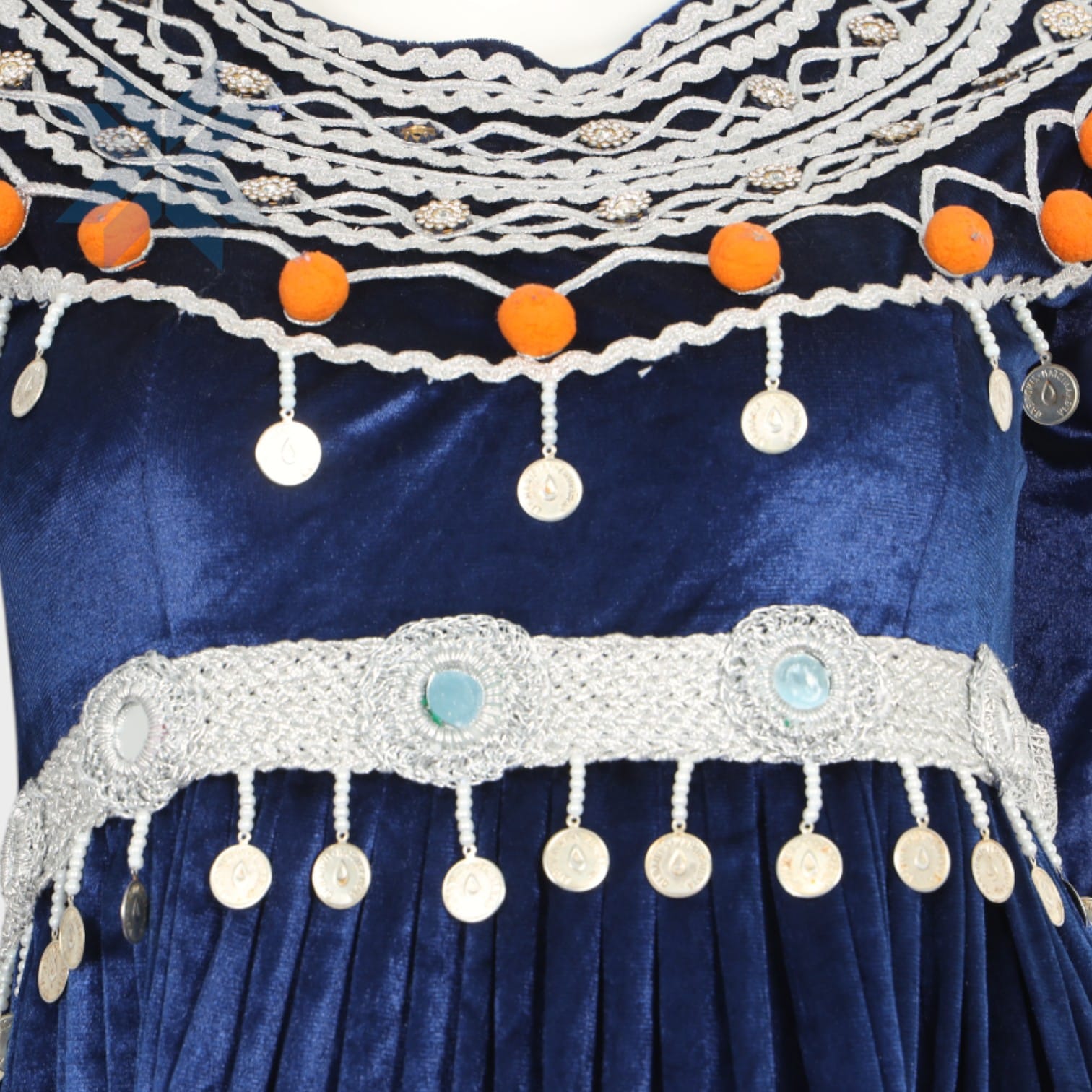 Zarina Blue Velvet Tribal Dress