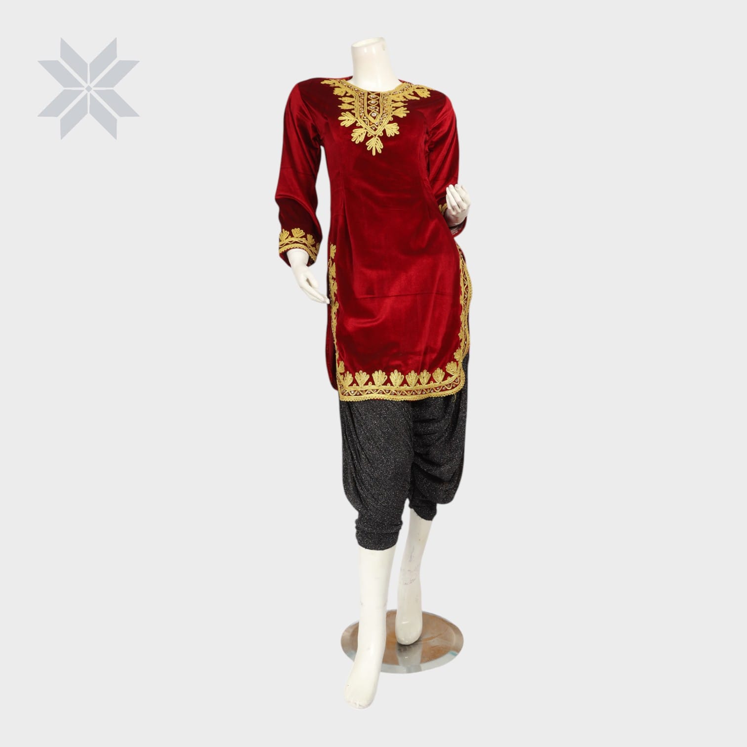 Velvet Elegance Embroidered Kameez Set