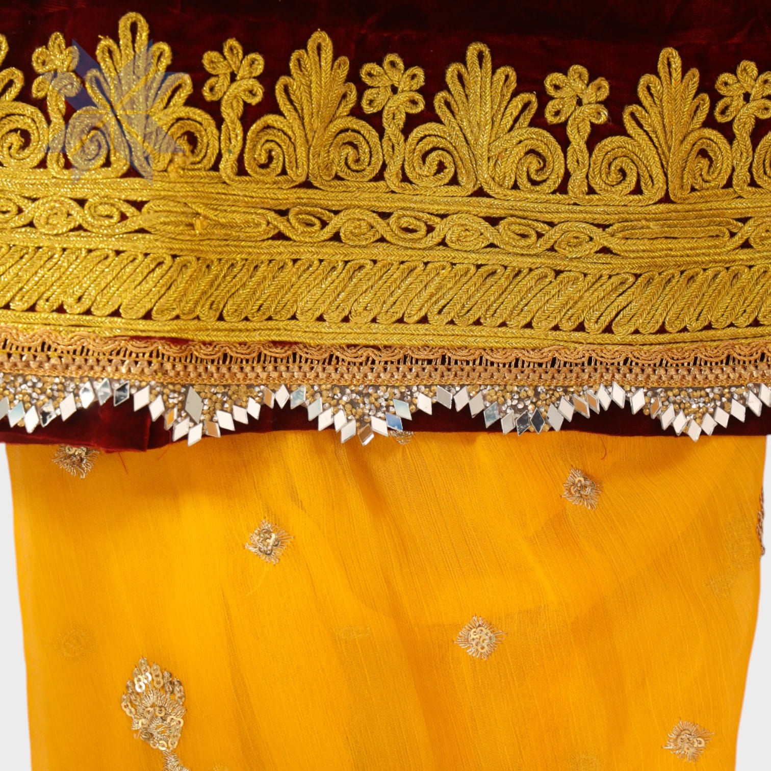 Royal Maroon Afghani Dress with Mustard Salwar