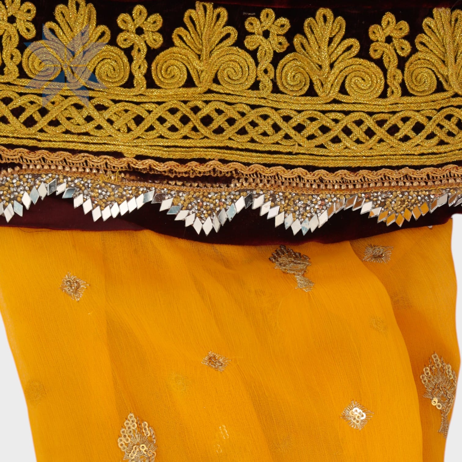 Royal Garnet Afghani Velvet Suit with Golden Embroidery
