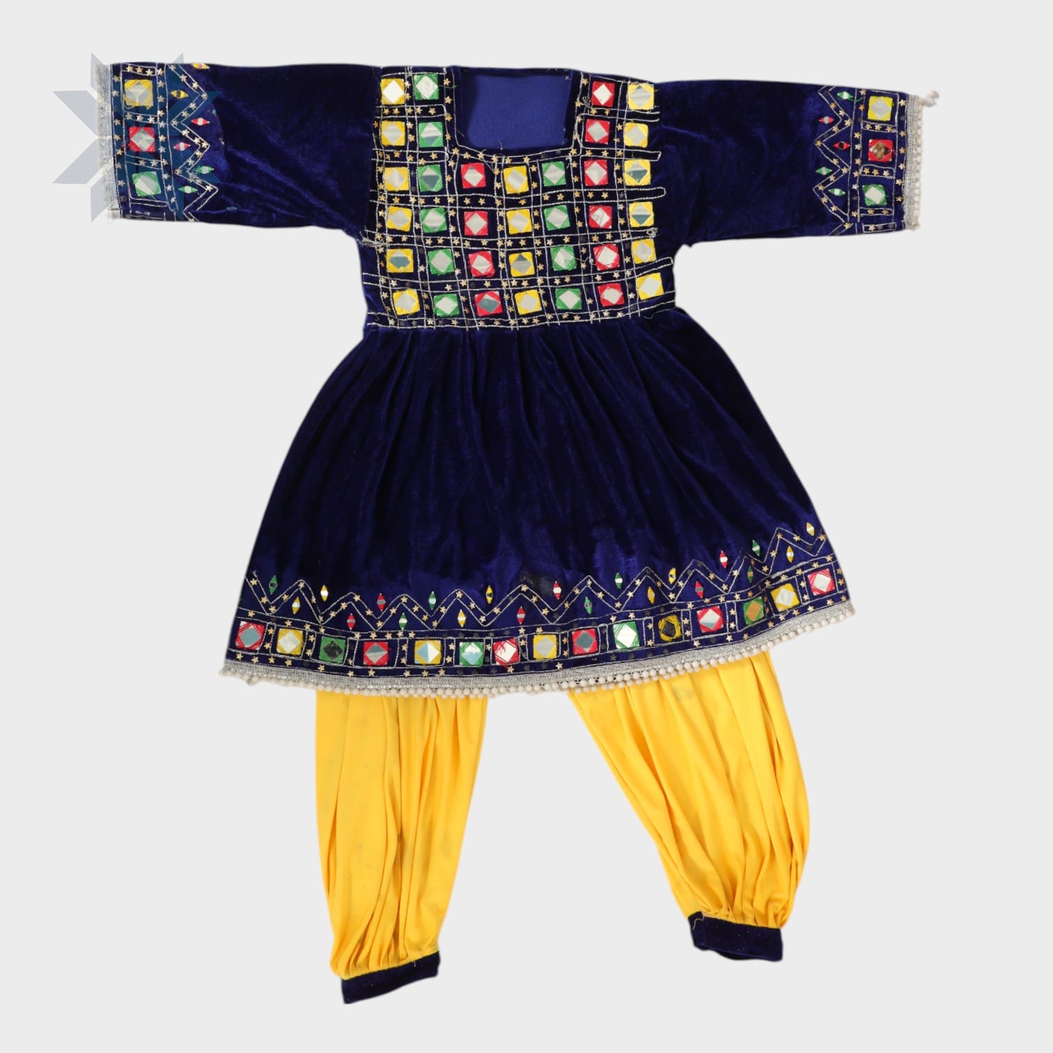 Royal Sapphire Afghan Dress with Mirror Work