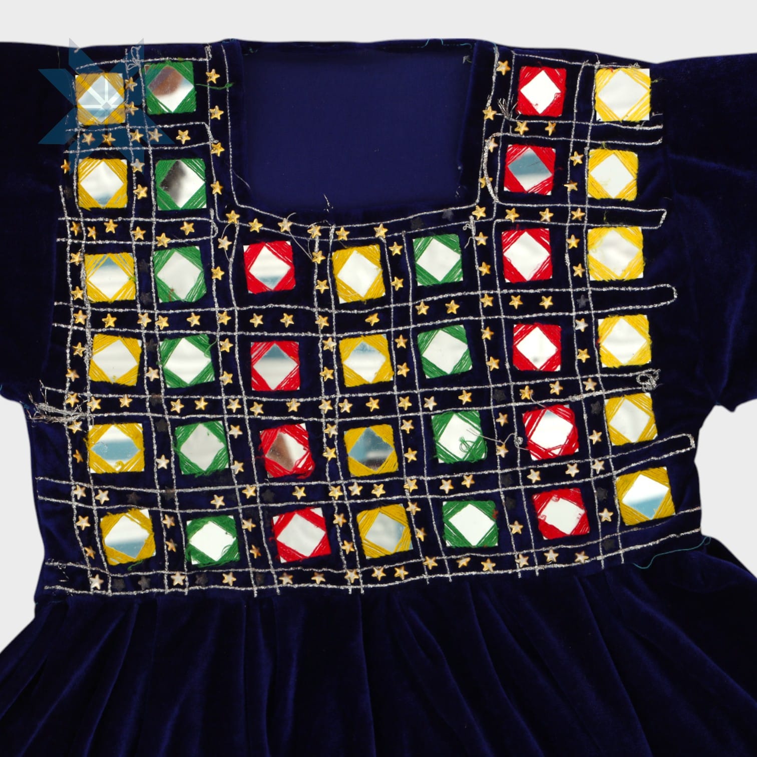 Royal Sapphire Afghan Dress with Mirror Work