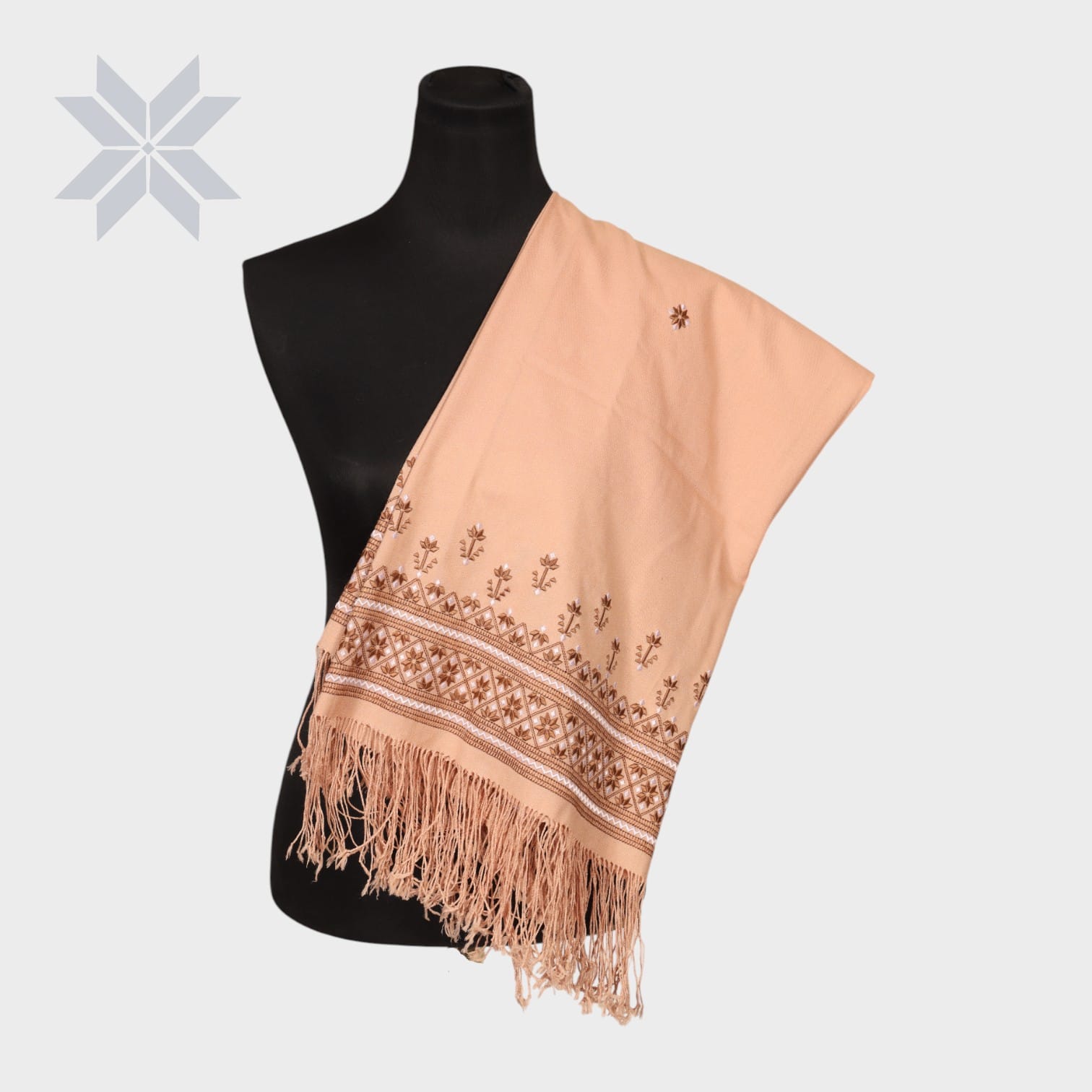 Shawl, Hand Embroidered Sandy Dusk cashmire cashmire soft brown