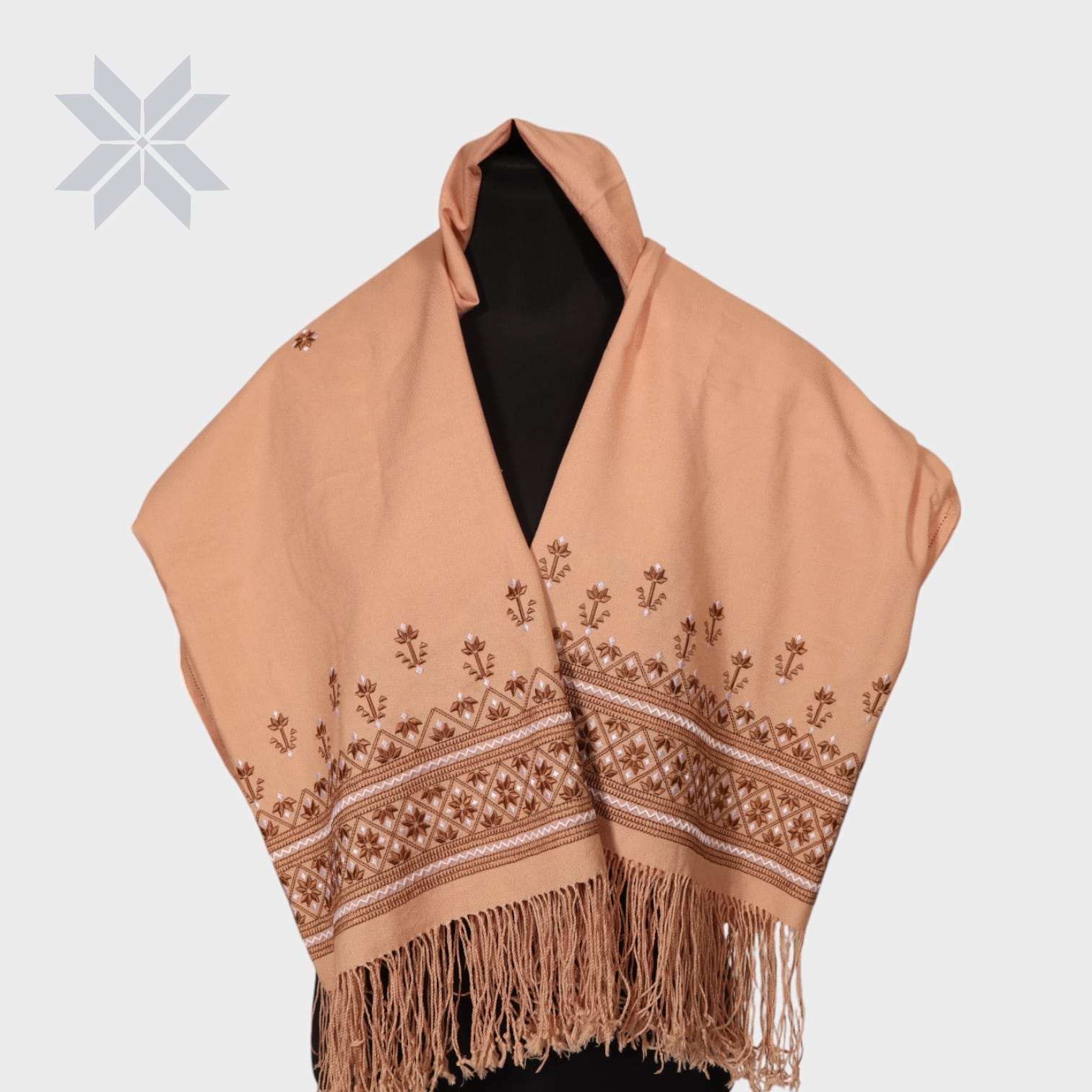 Shawl, Hand Embroidered Sandy Dusk cashmire cashmire soft brown