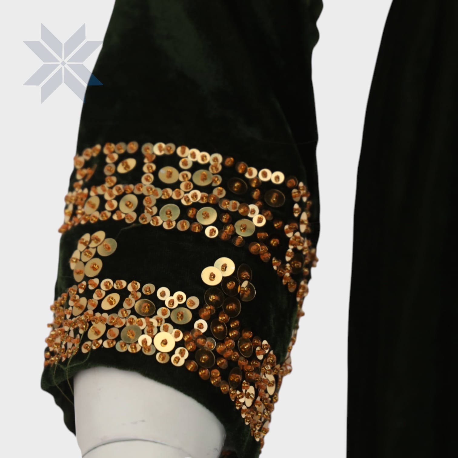 Zmarai Velvet Gold-Embroidered Dress