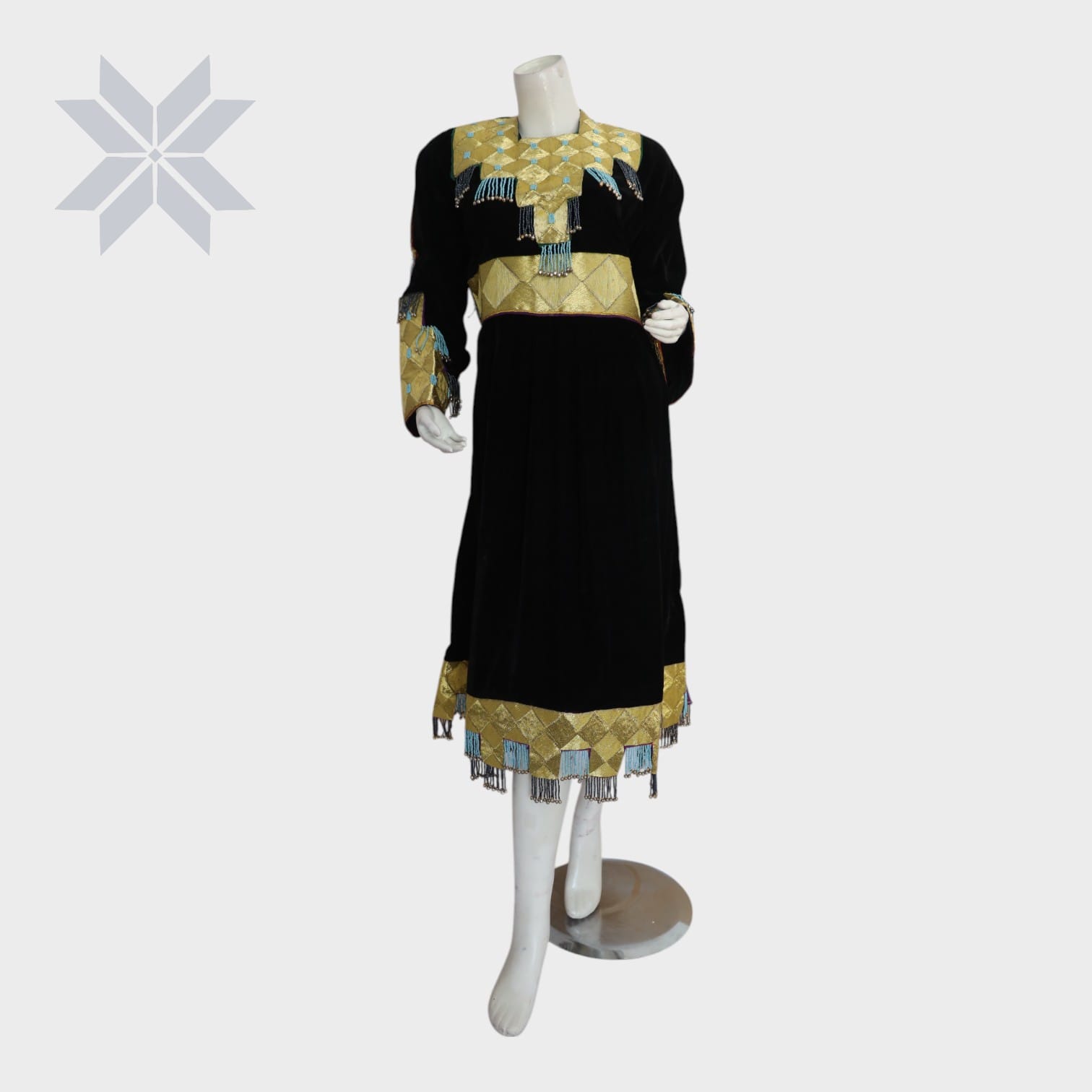 Siyah Zar Gold-Tassel Dress
