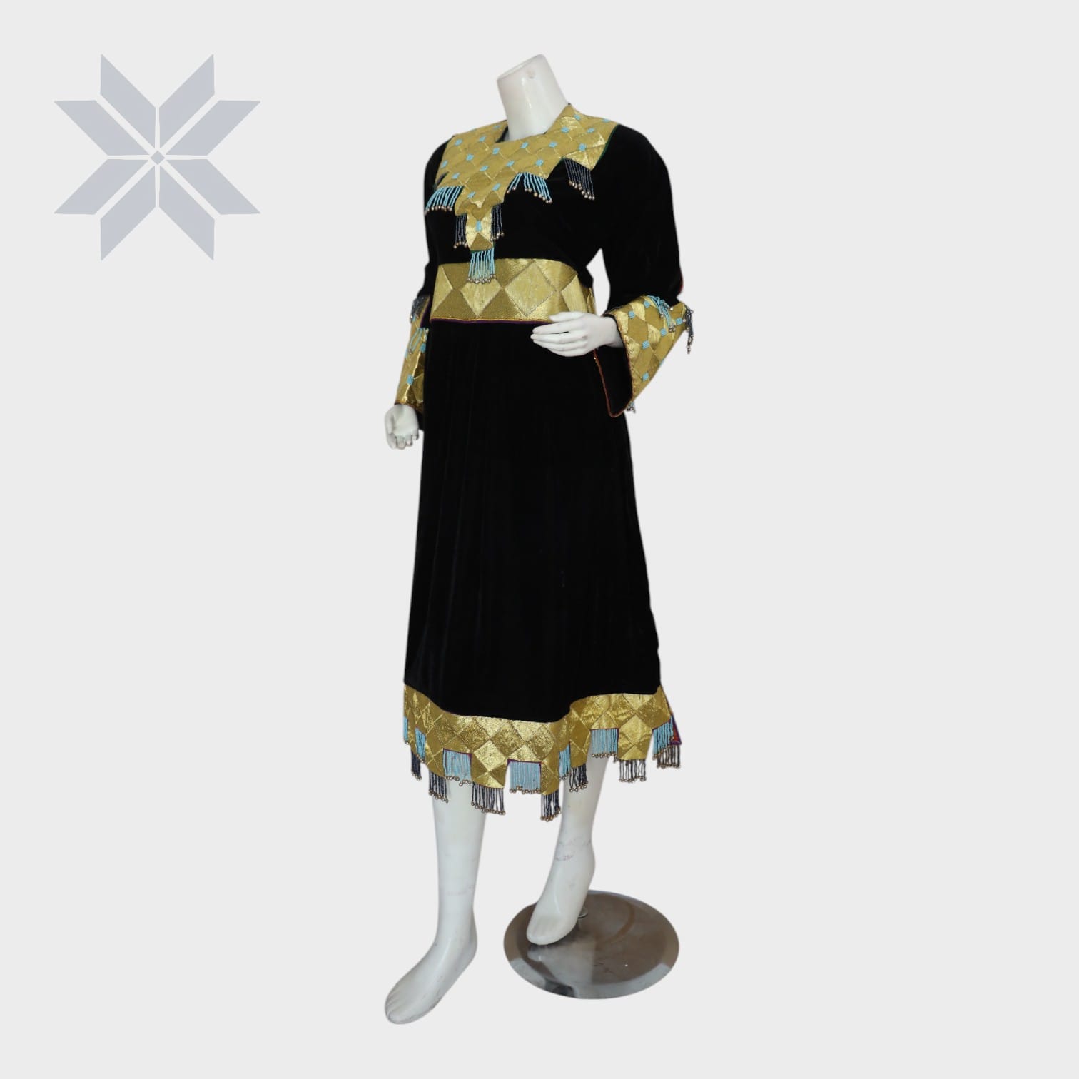 Siyah Zar Gold-Tassel Dress