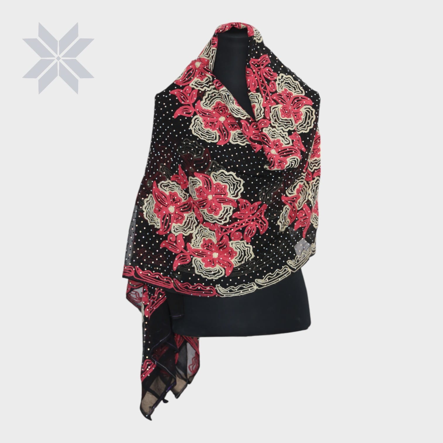 Gulnaar Embroidered Floral Scarf