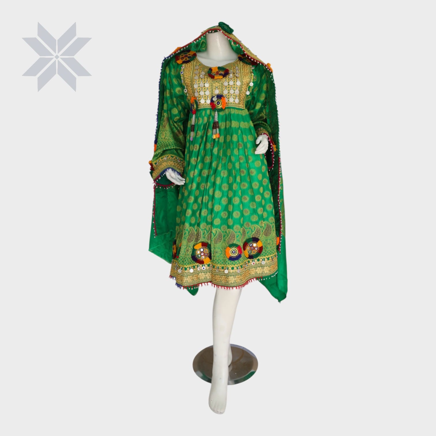  Sabz Gul Embroidered Afghani Dress
