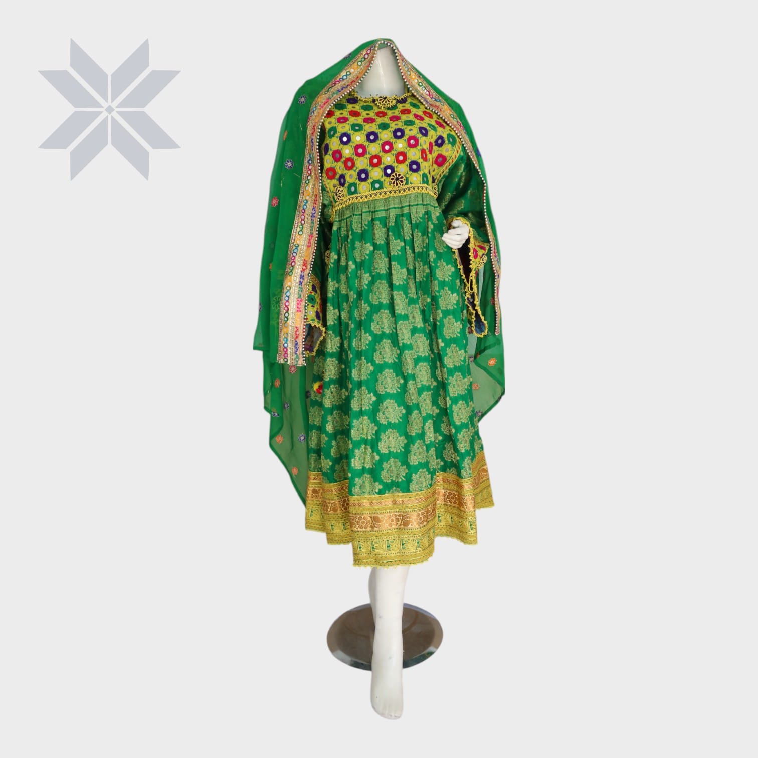 Gulbahar Green Embroidered Dress Set