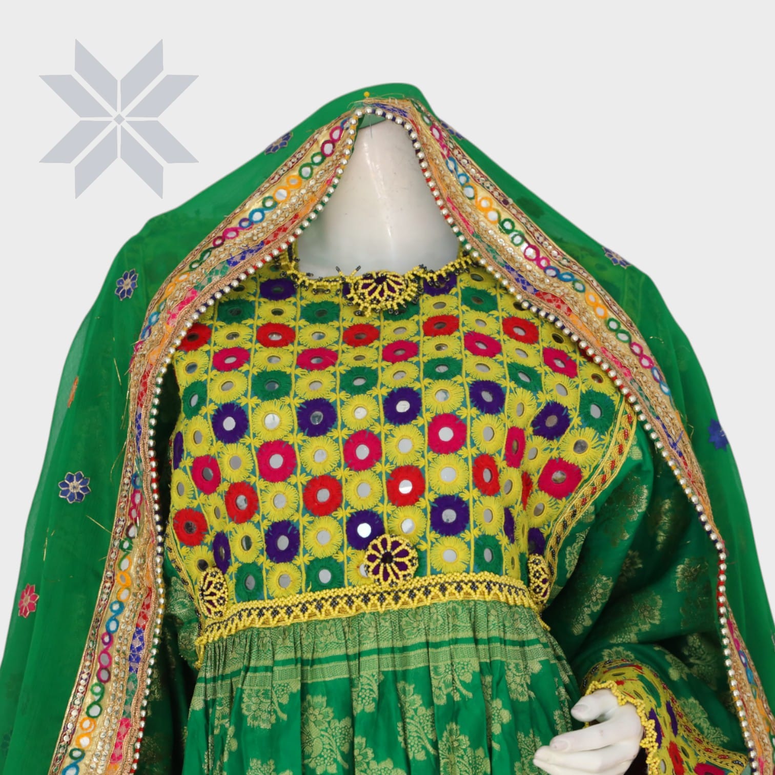 Gulbahar Green Embroidered Dress Set