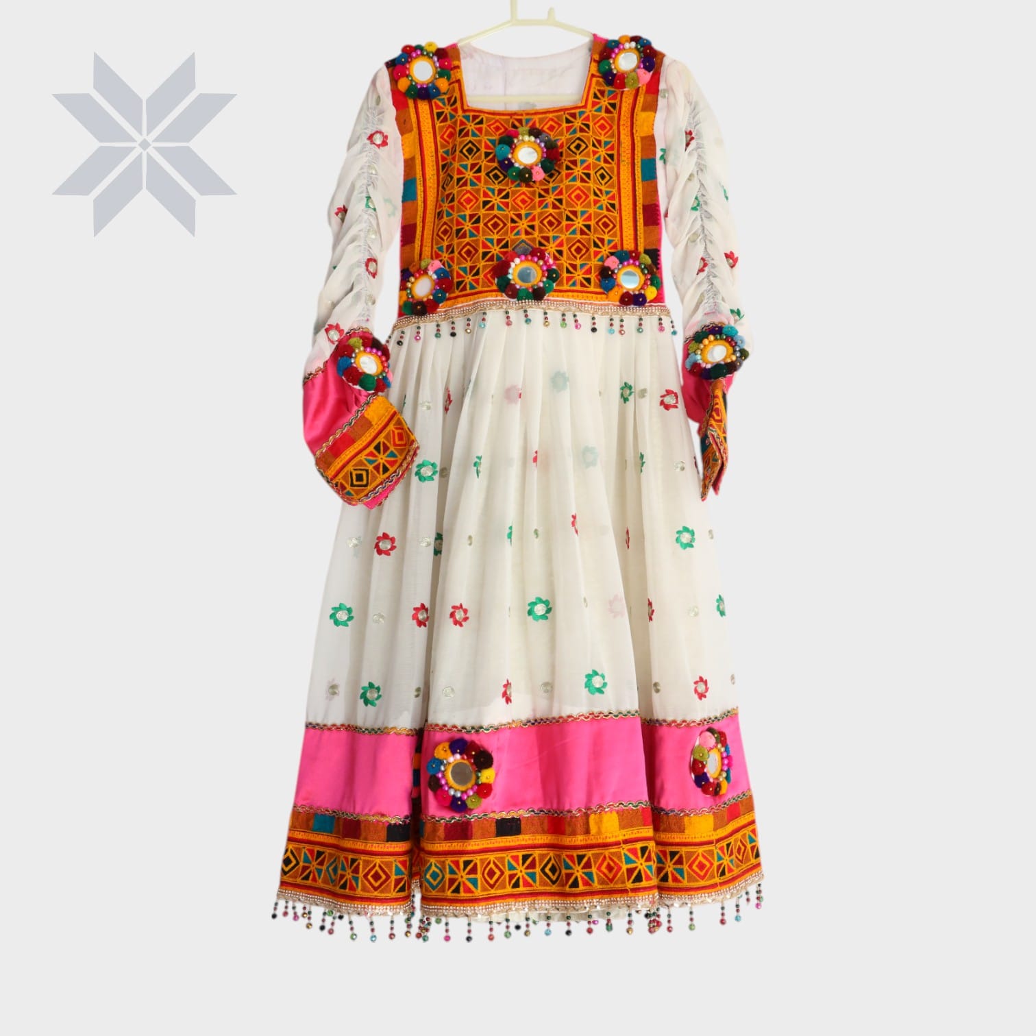 Zarmena White & Pink Afghani Dress