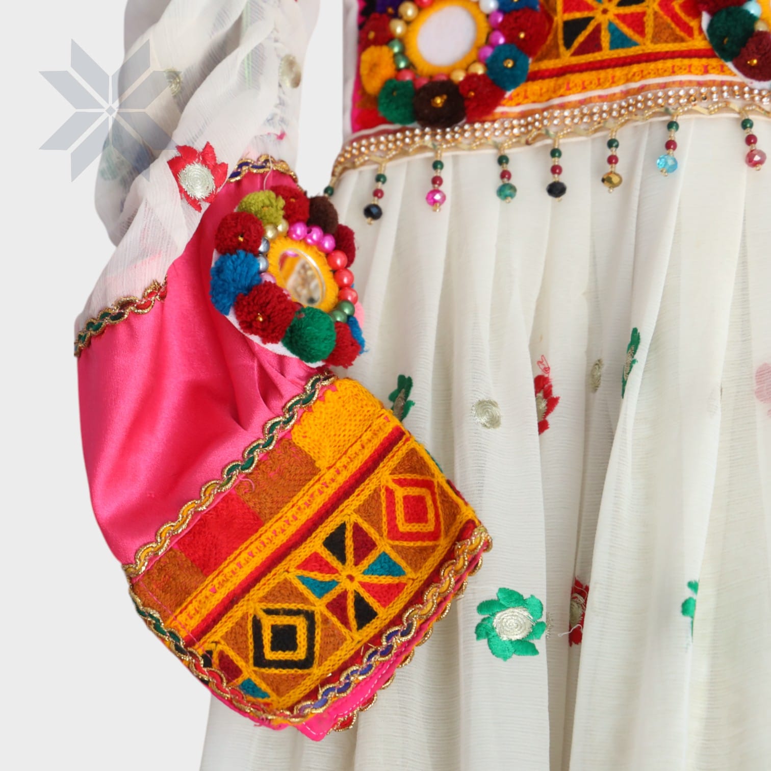 Zarmena White & Pink Afghani Dress