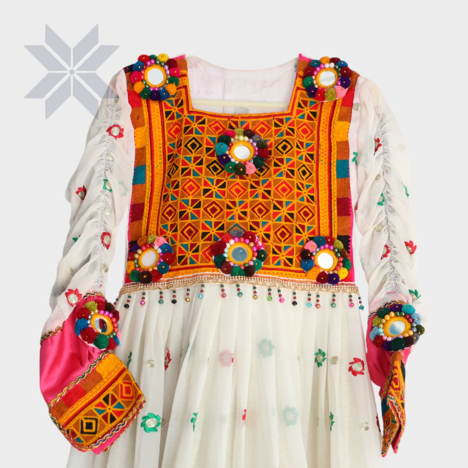 Zarmena White & Pink Afghani Dress
