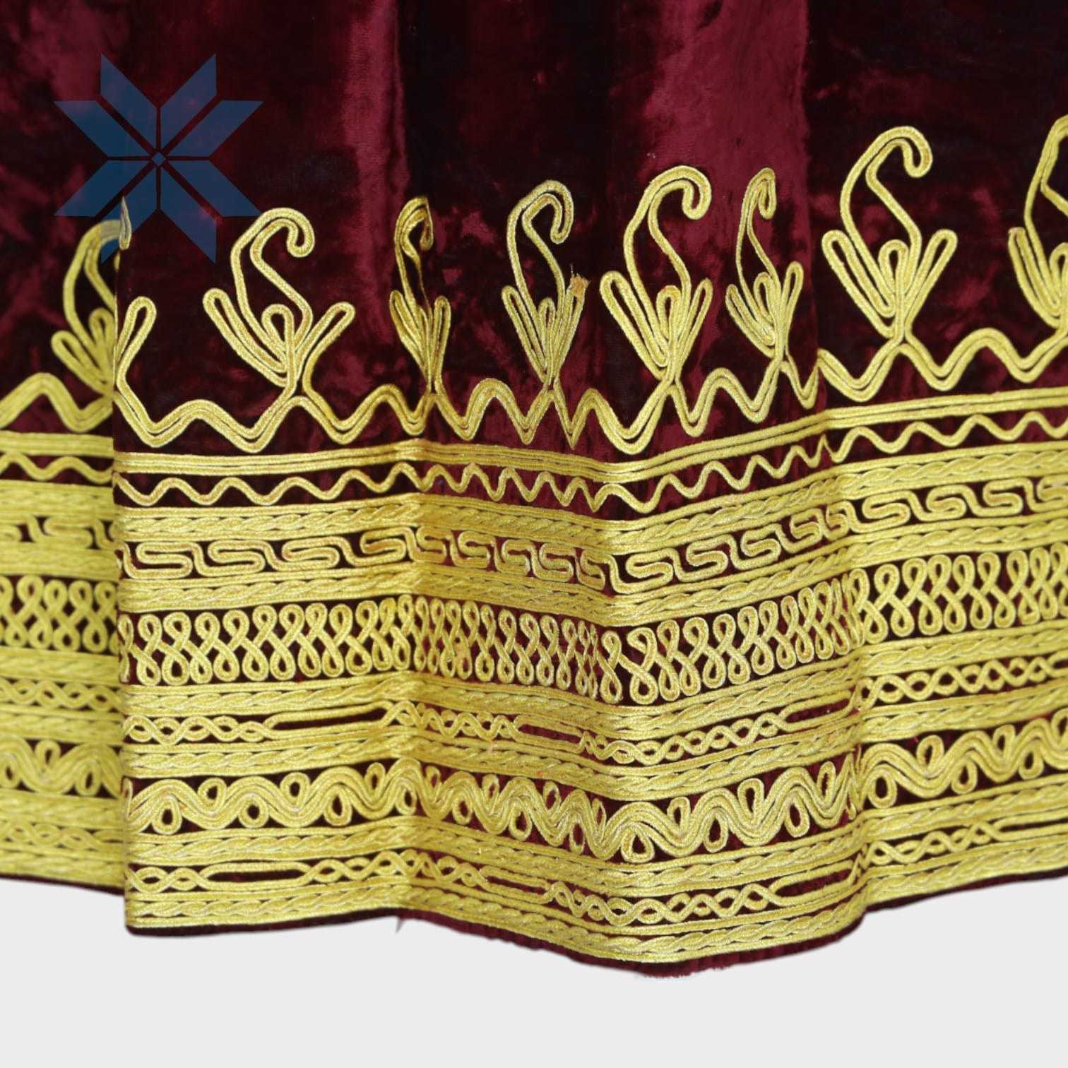 Gulnaar Maroon Velvet Afghani Dres