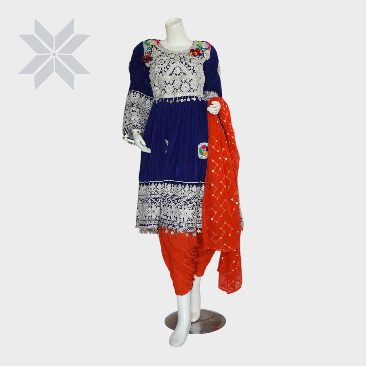 Lajward Velvet Embroidered Afghani Set