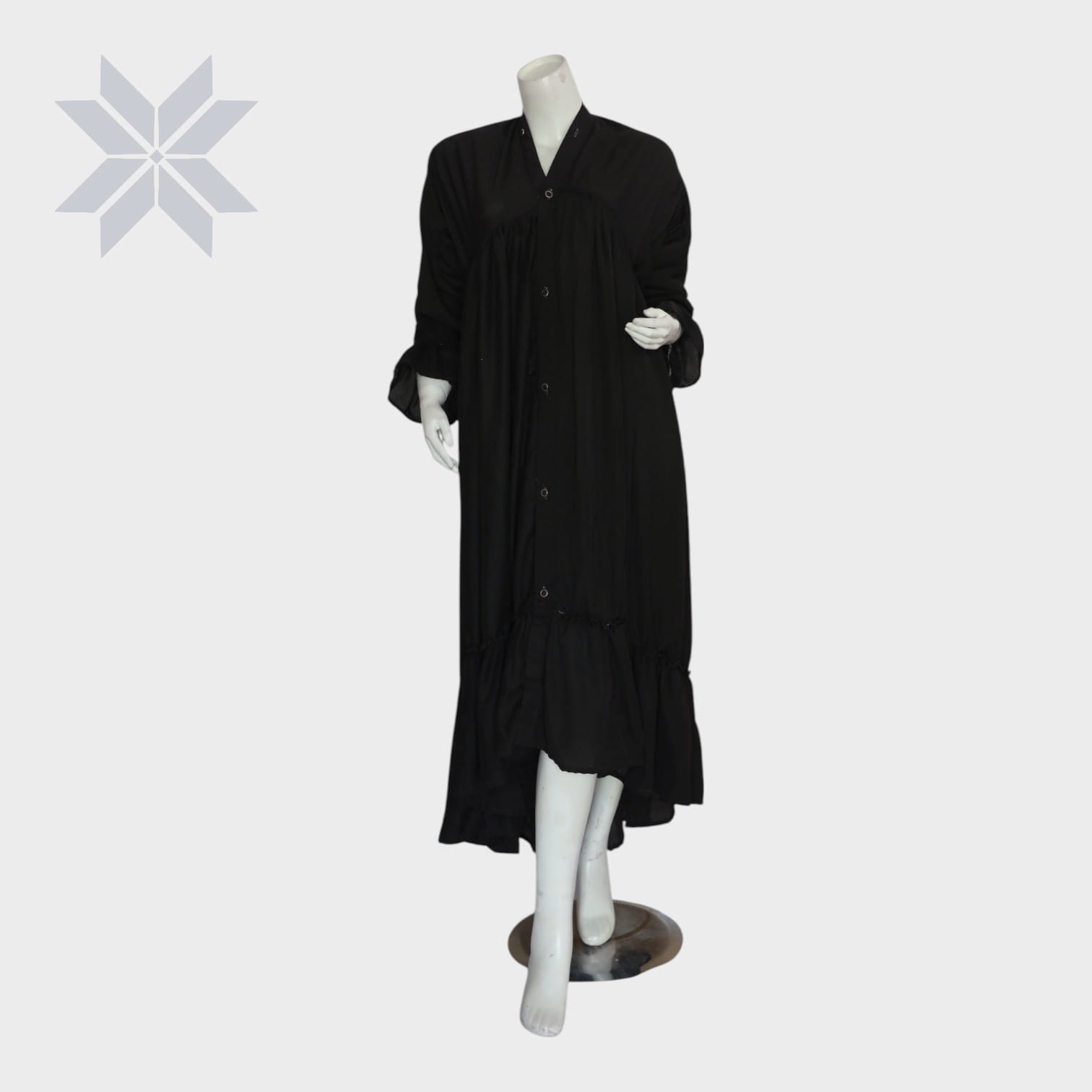 Noir Flow Button-Down Abaya