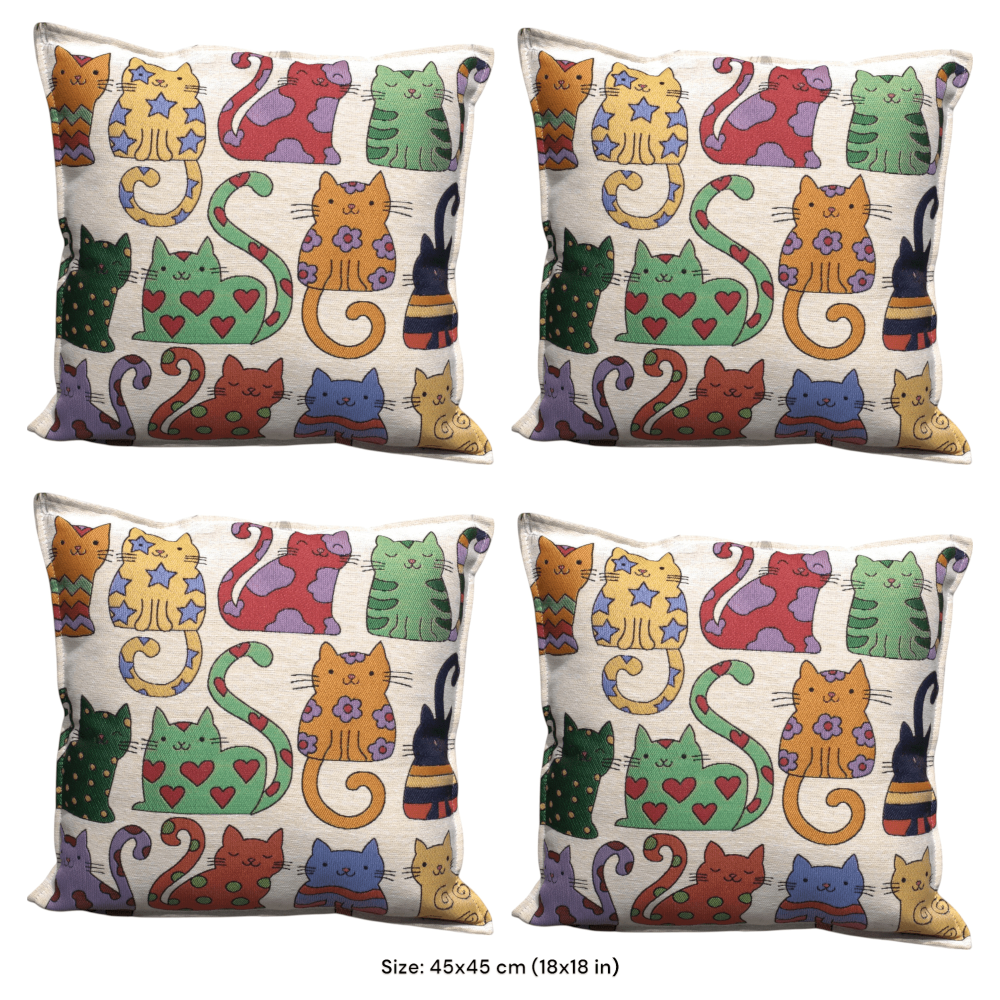 Throw Pillow 4Pcs –Decorative Cushion Covers for Cat Lovers