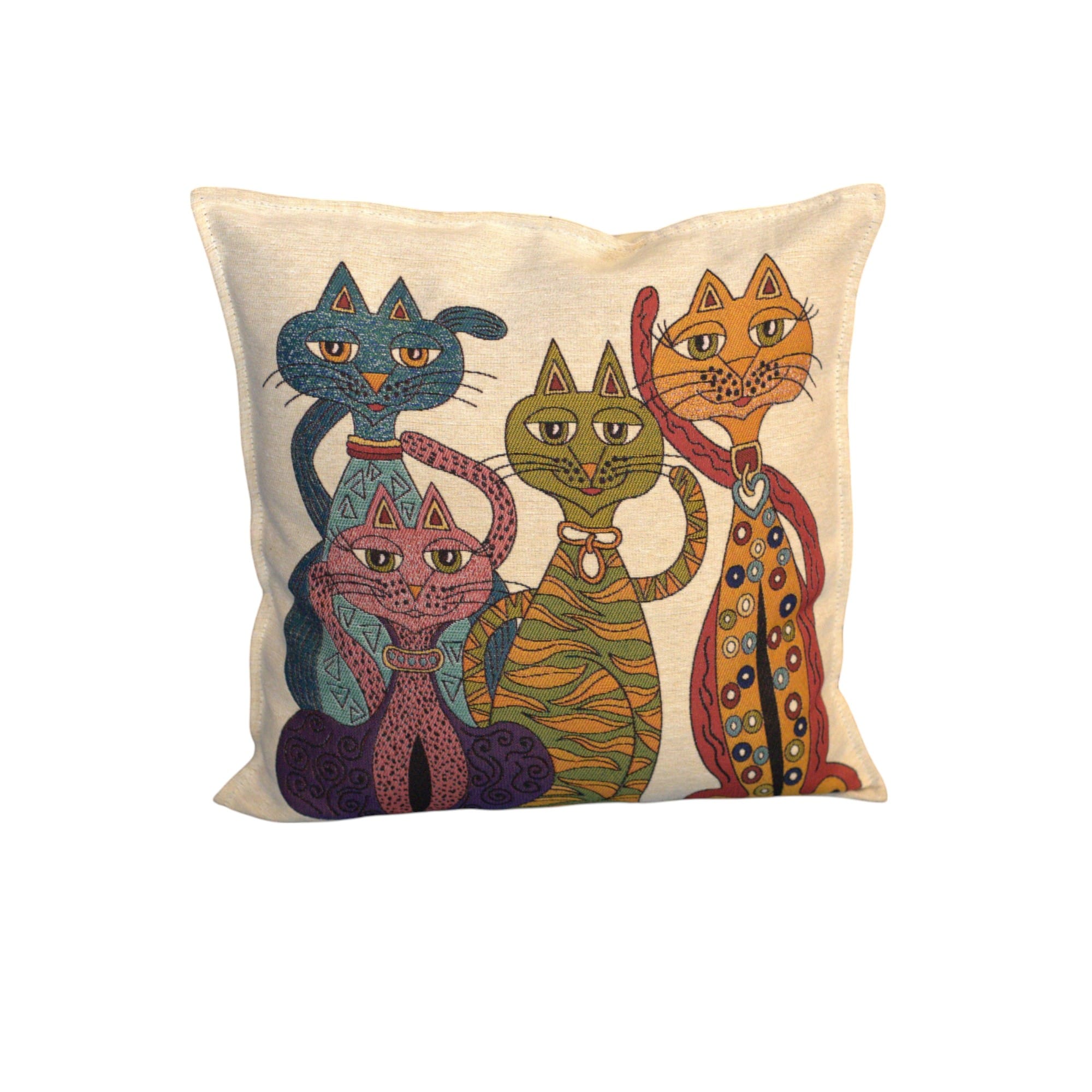 Pillow Cover 2pcs Embroidered Cat Cushion Cover, Gift for Cat Lovers