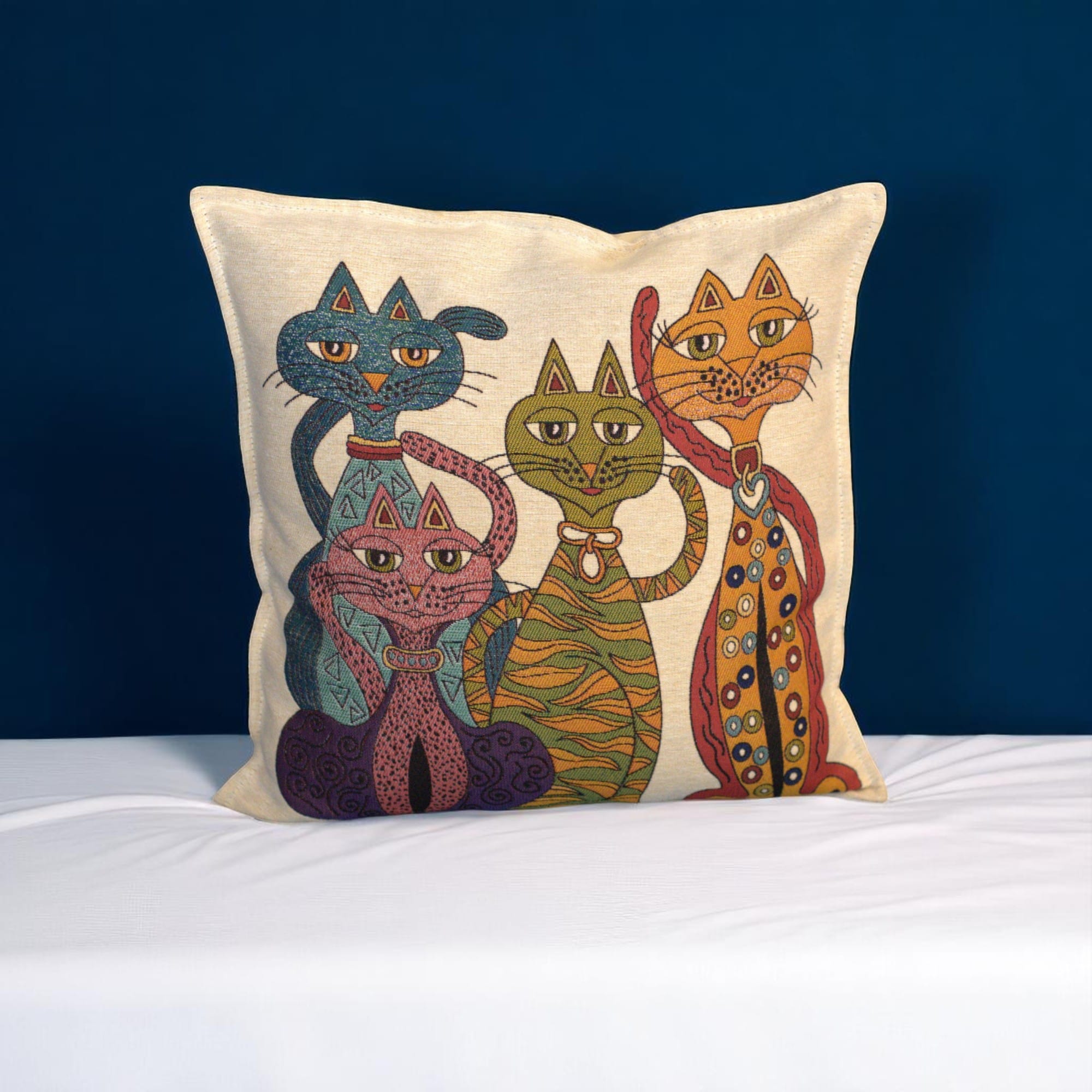 Pillow Cover 2pcs Embroidered Cat Cushion Cover, Gift for Cat Lovers