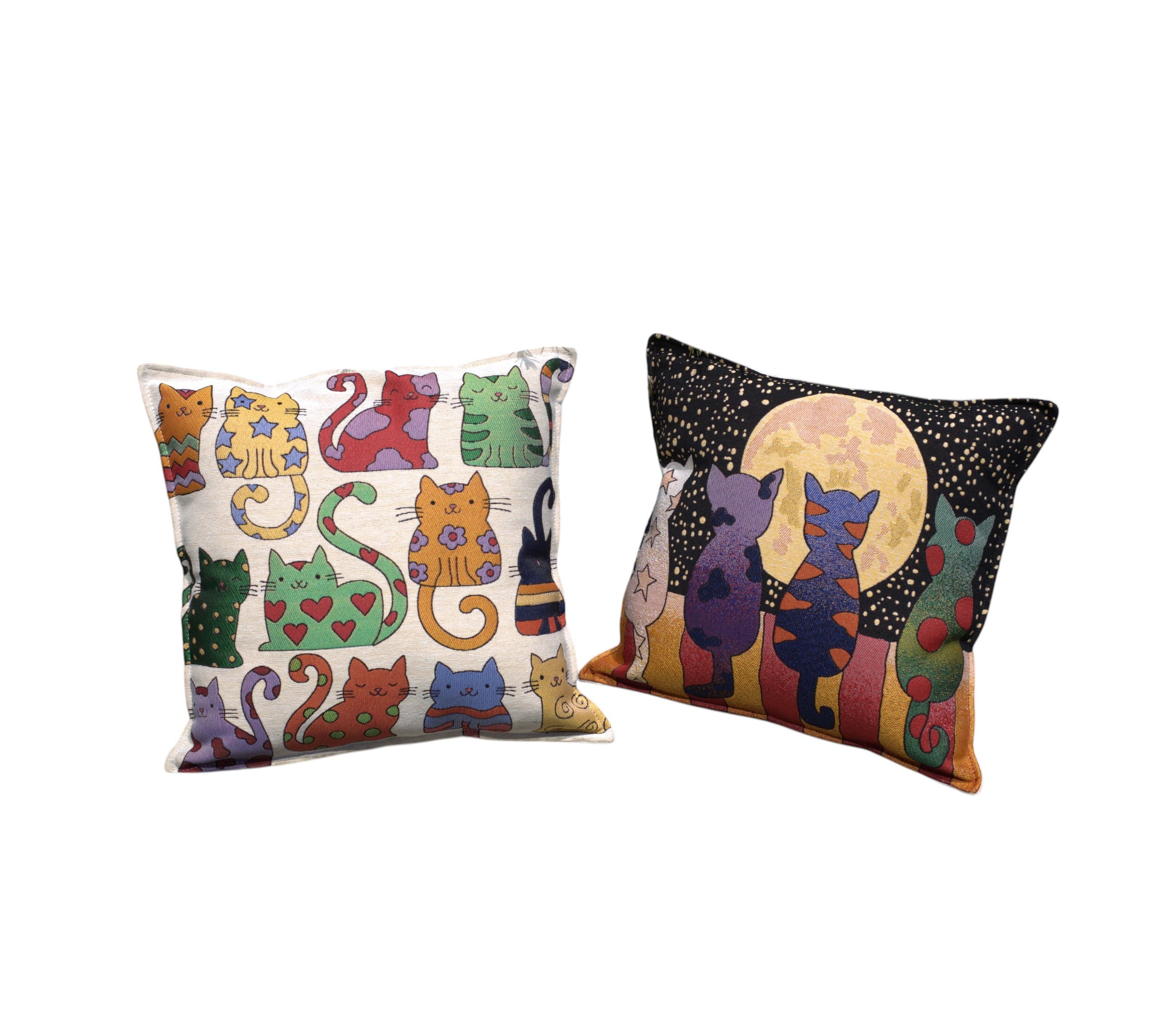 2pcs Pillow Cover, Cute Cats Cartoons Embriodrered