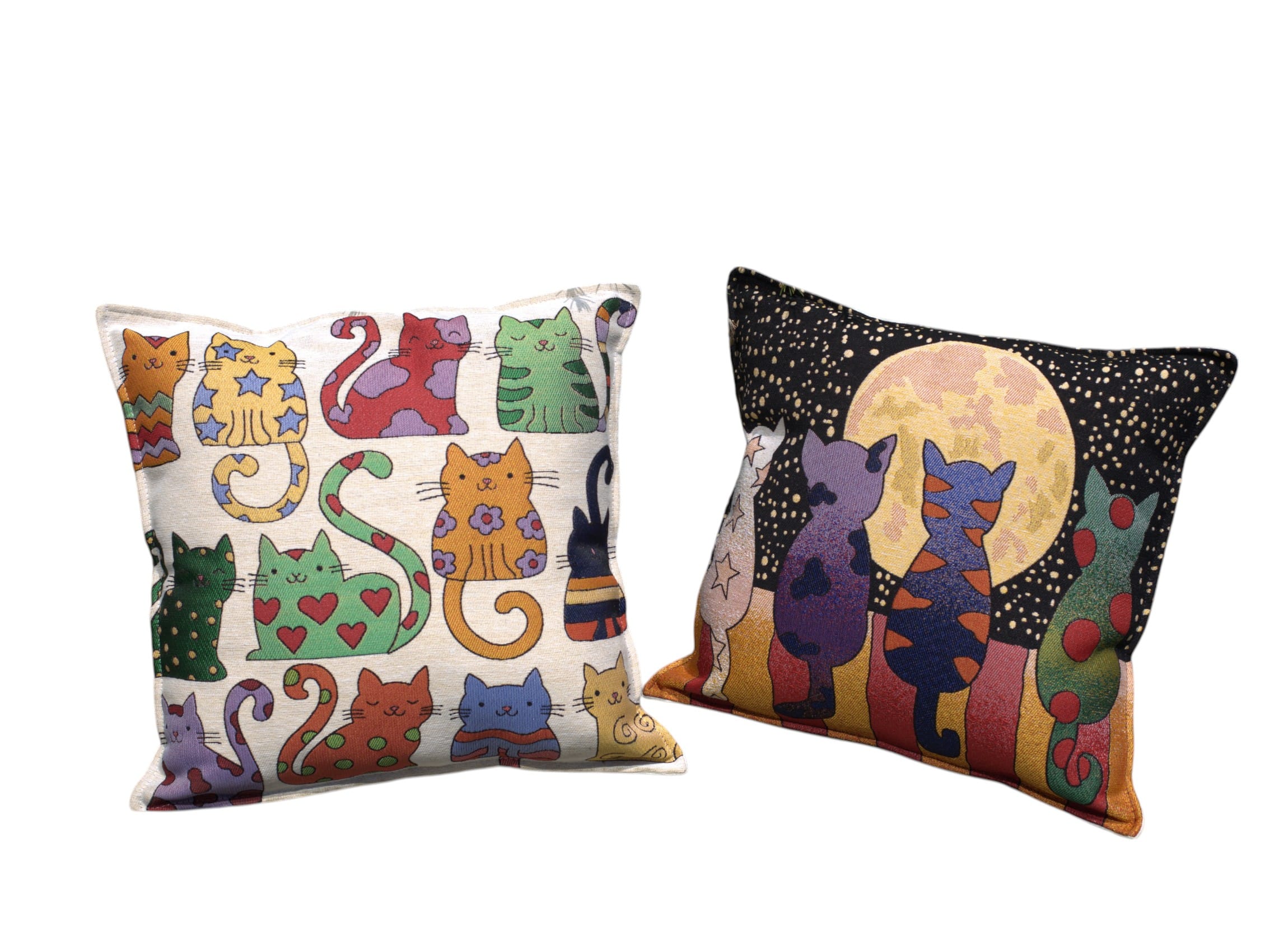 2pcs Pillow Cover, Cute Cats Cartoons Embriodrered