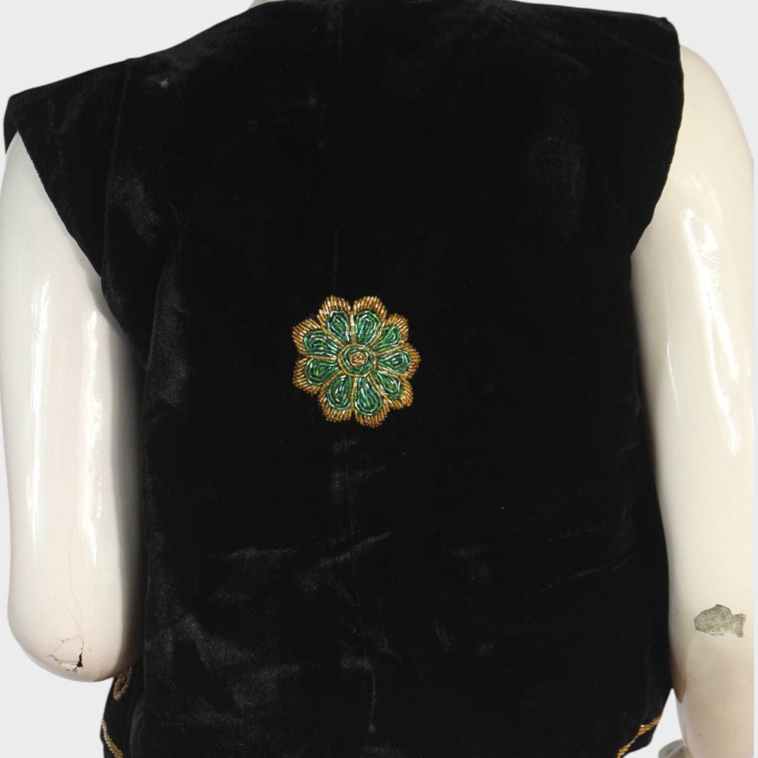 Emerald Feather Velvet Women Waistcoat