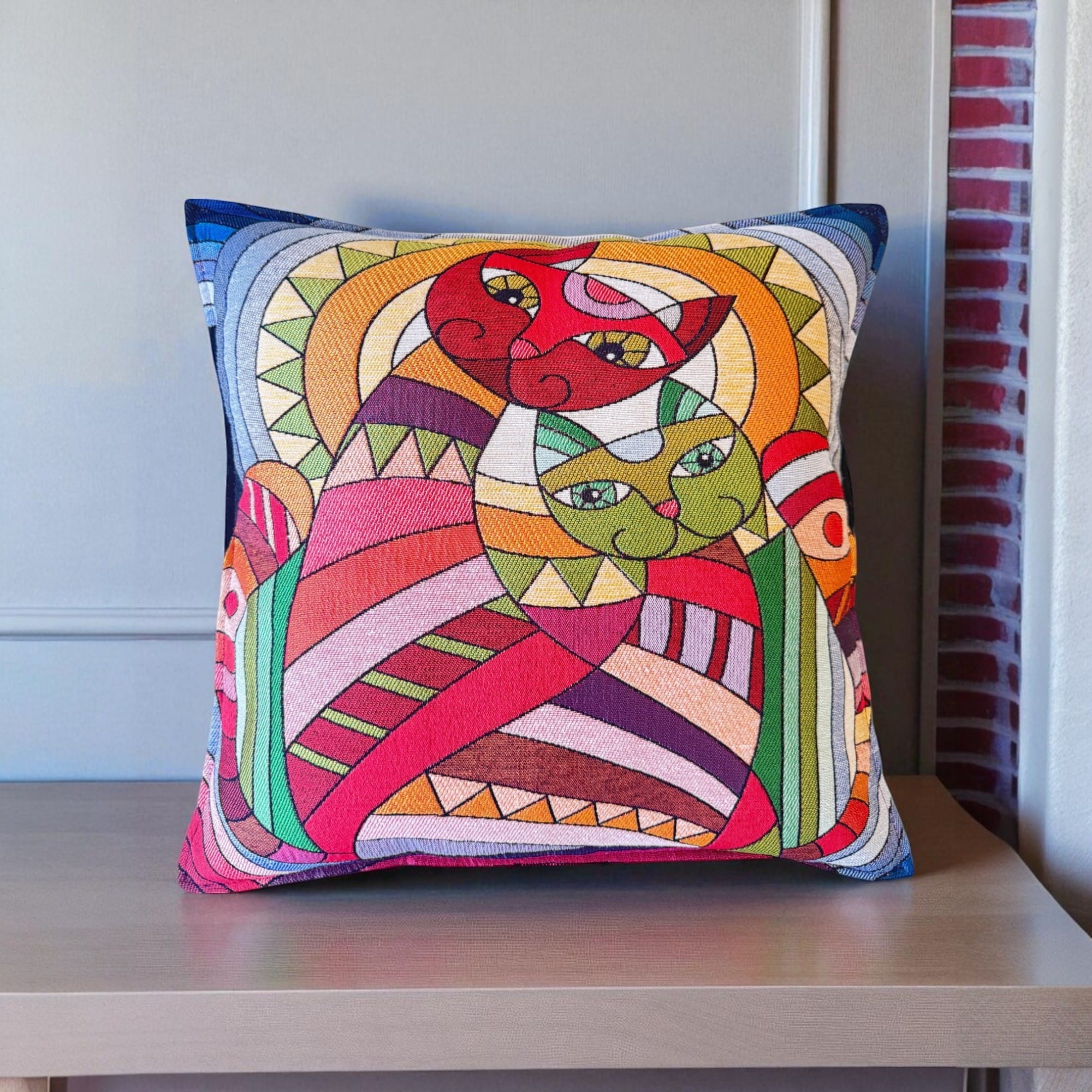 2pcs Pillow Cover, Cartoon Cats 16x16 inches Cushion Cover