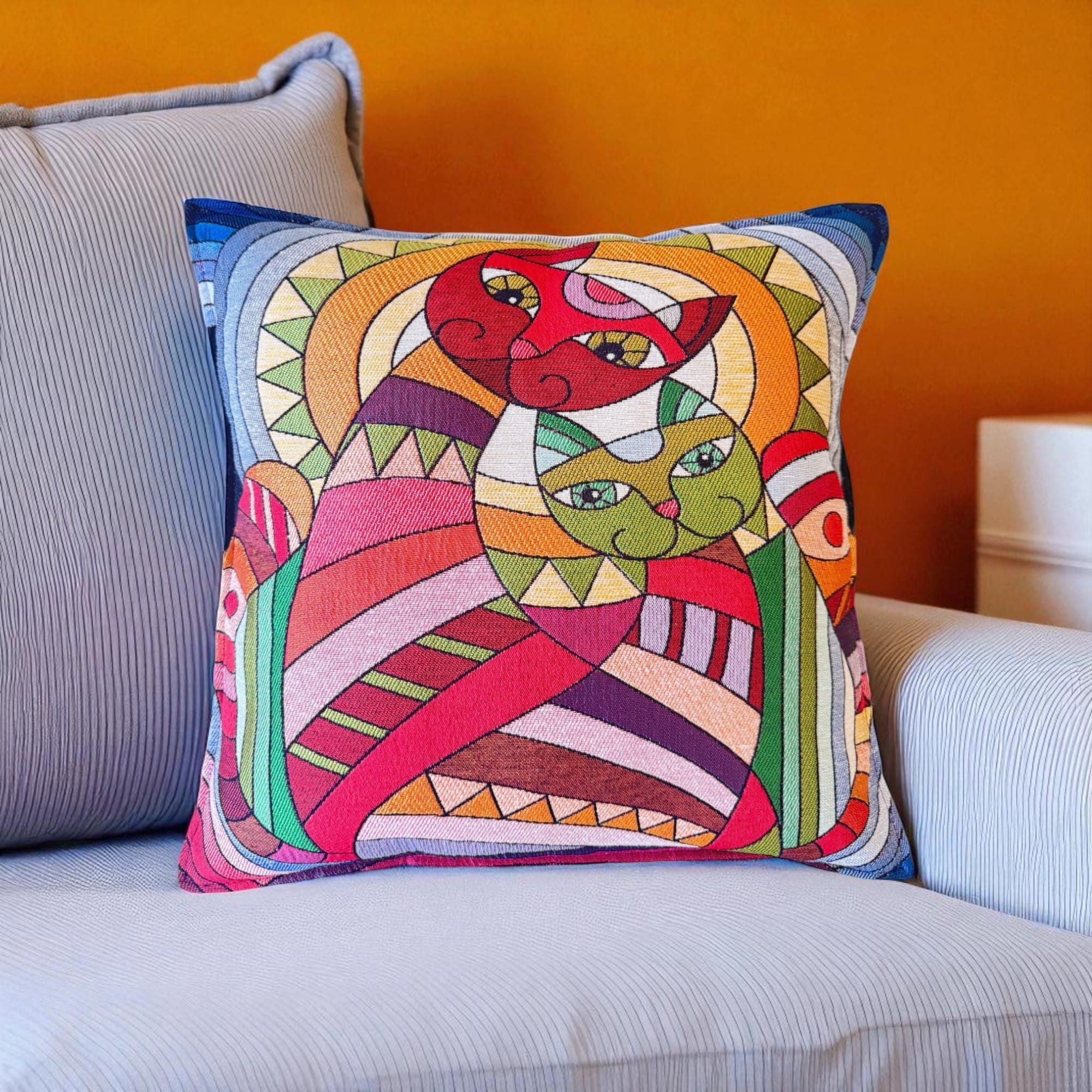 2pcs Pillow Cover, Cartoon Cats 16x16 inches Cushion Cover