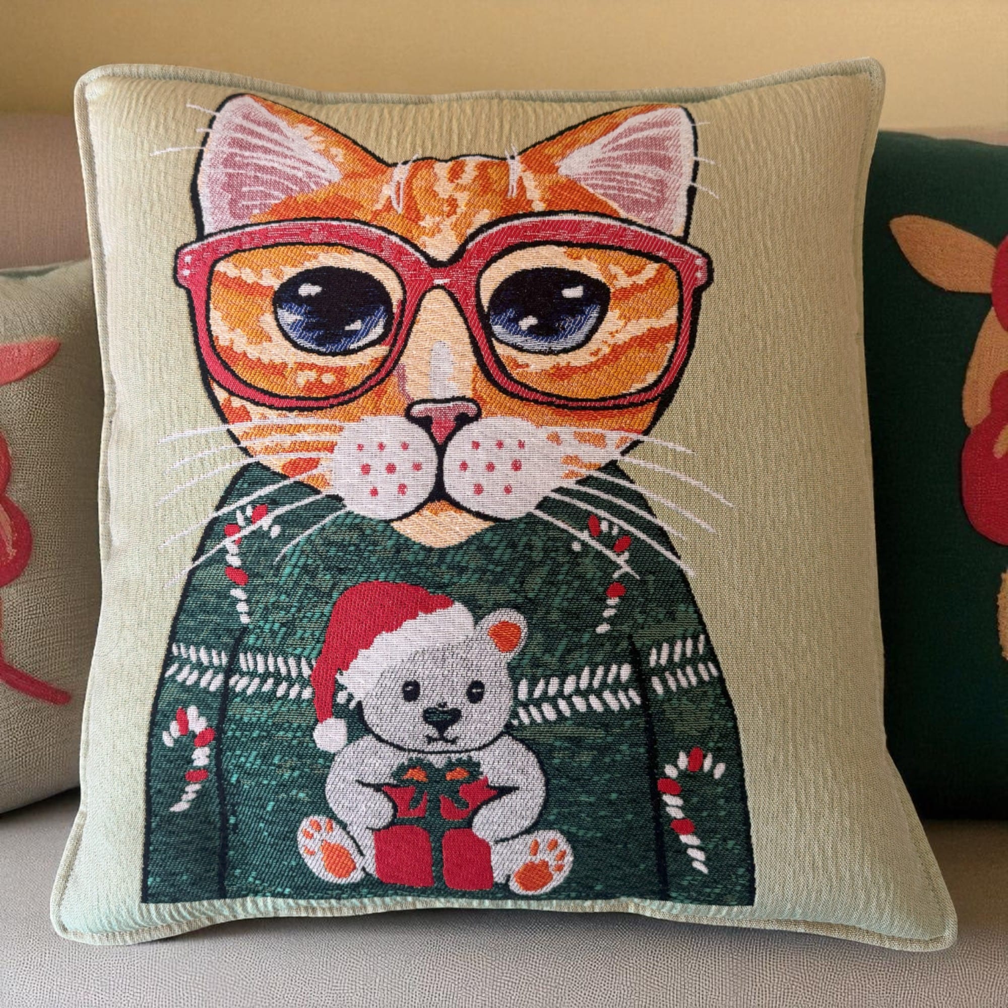 Pillow Cover Orange cat, Set of 2.