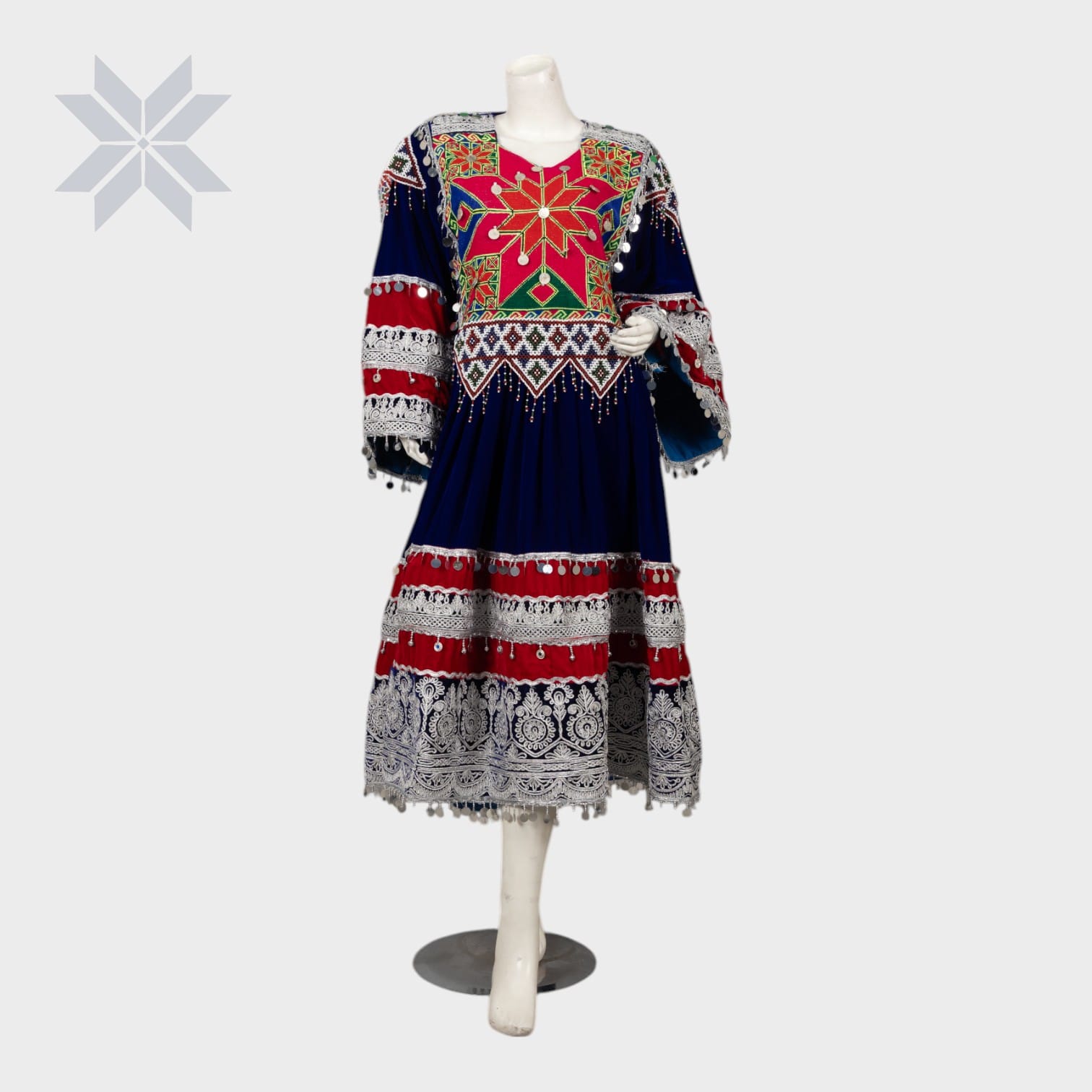 Blue Royal Star Afghan Dress