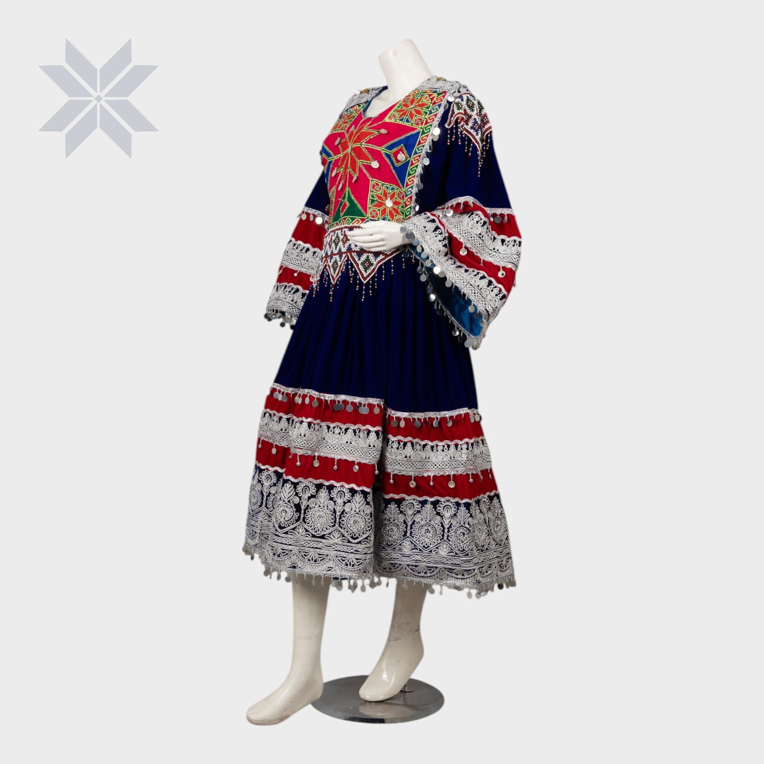 Blue Royal Star Afghan Dress