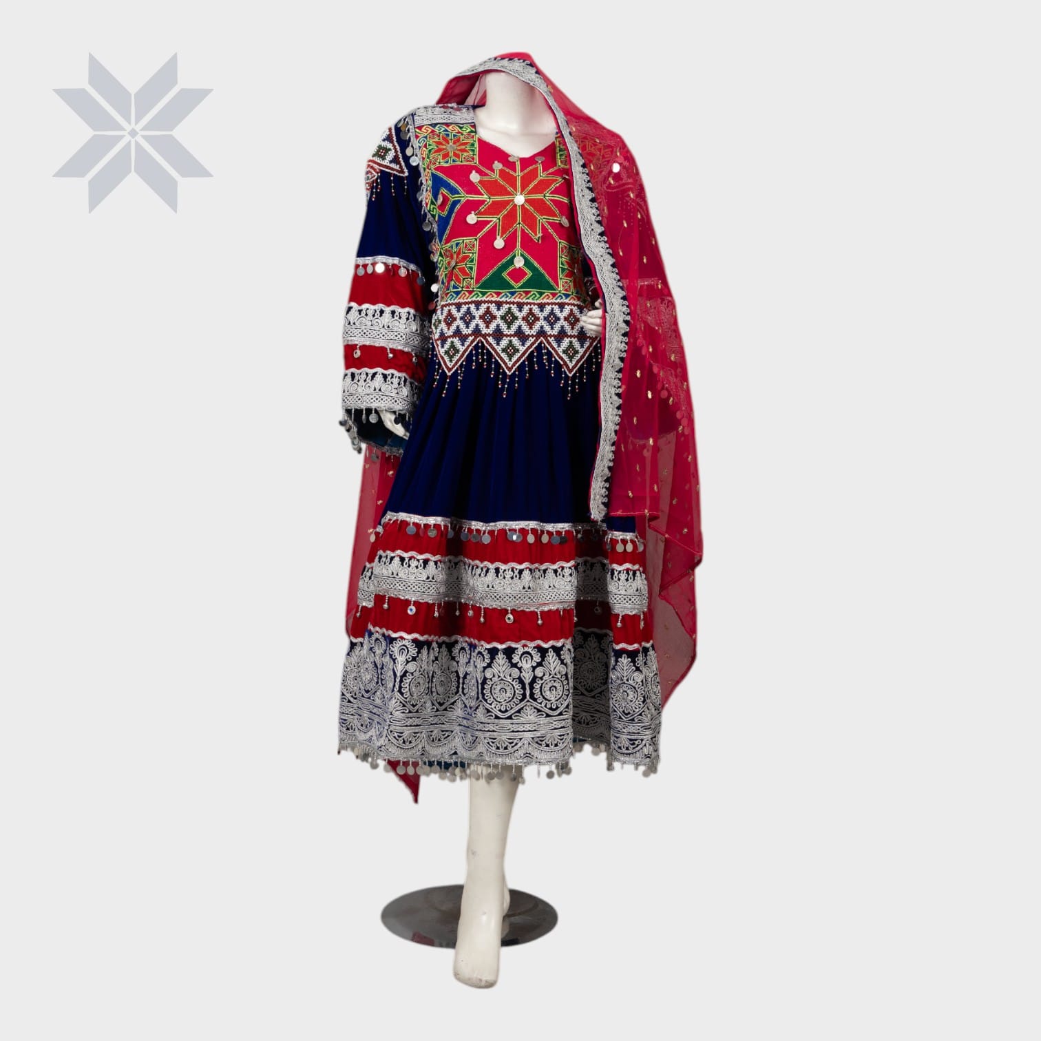 Blue Royal Star Afghan Dress