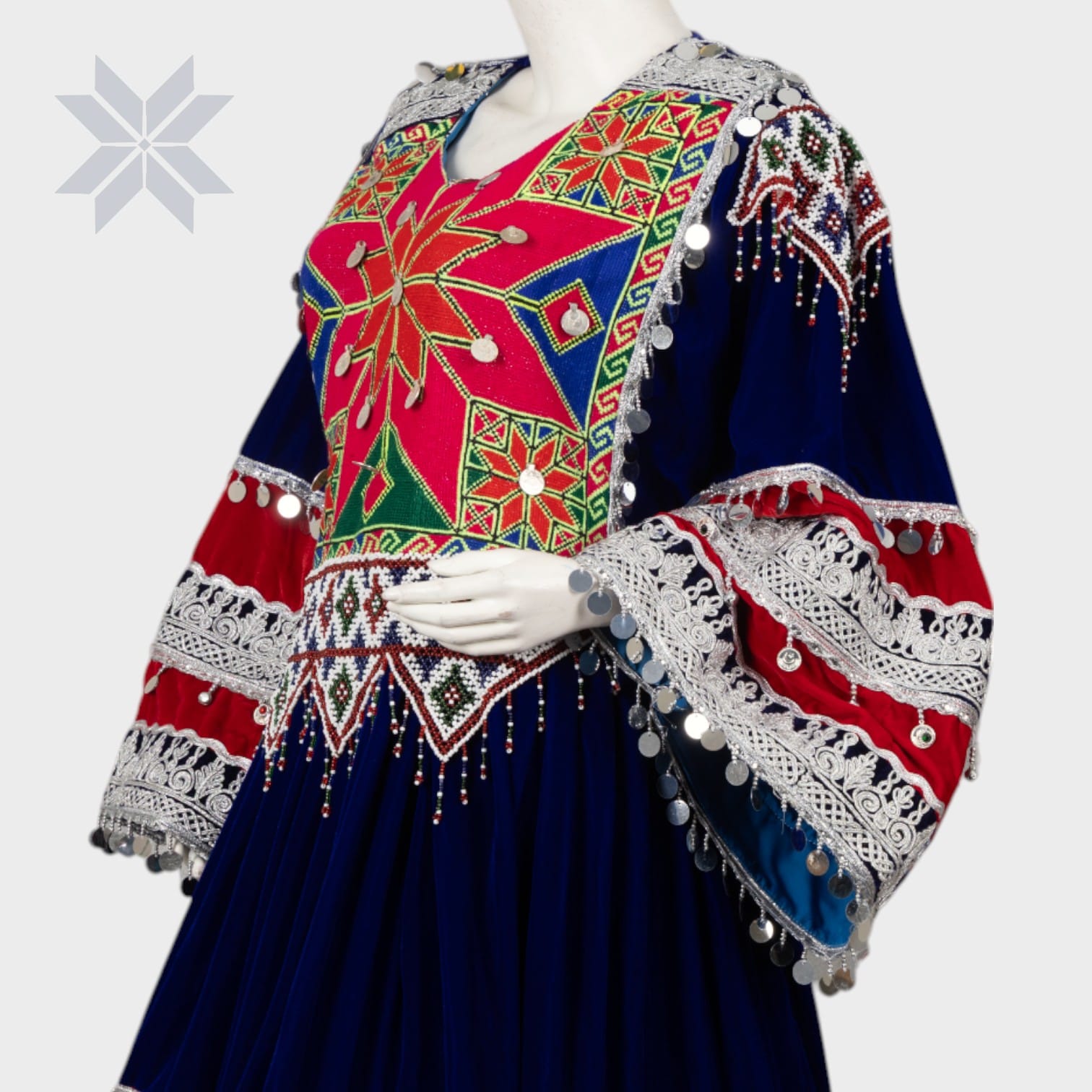 Blue Royal Star Afghan Dress