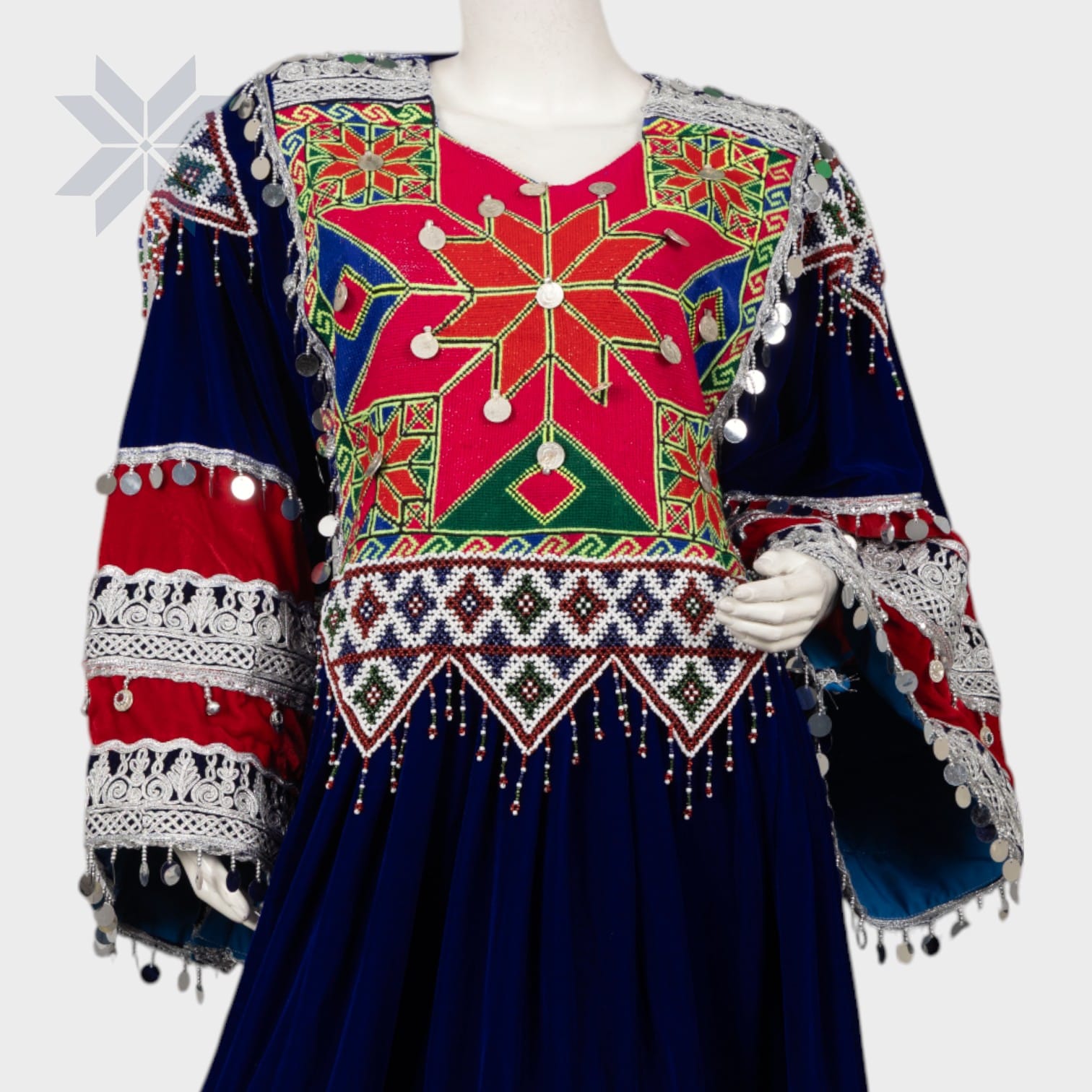 Blue Royal Star Afghan Dress