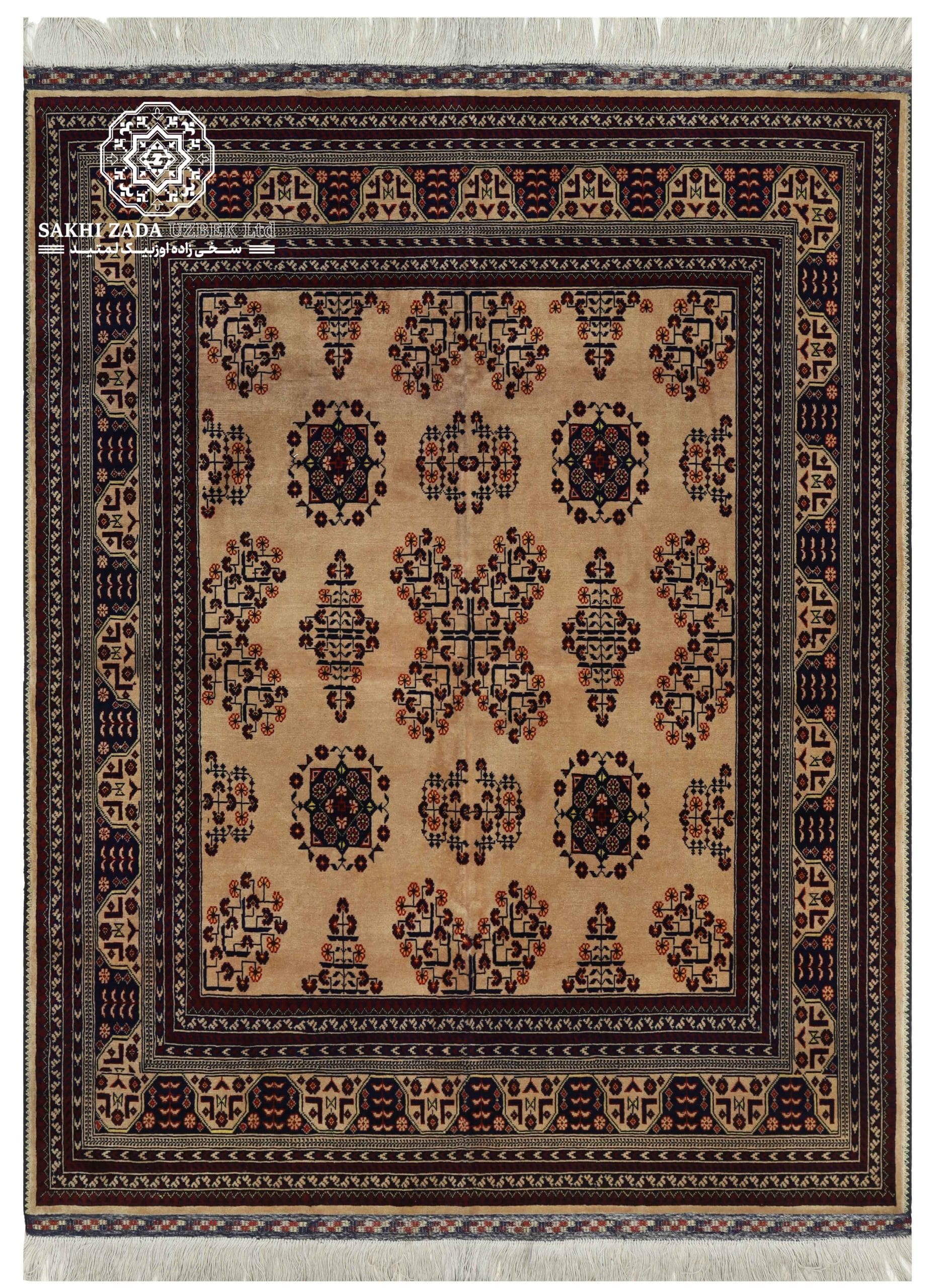 Bokharay Rug – 50x50 Knot | Brown, Red, Yellow & Indigo | Belgian Wool