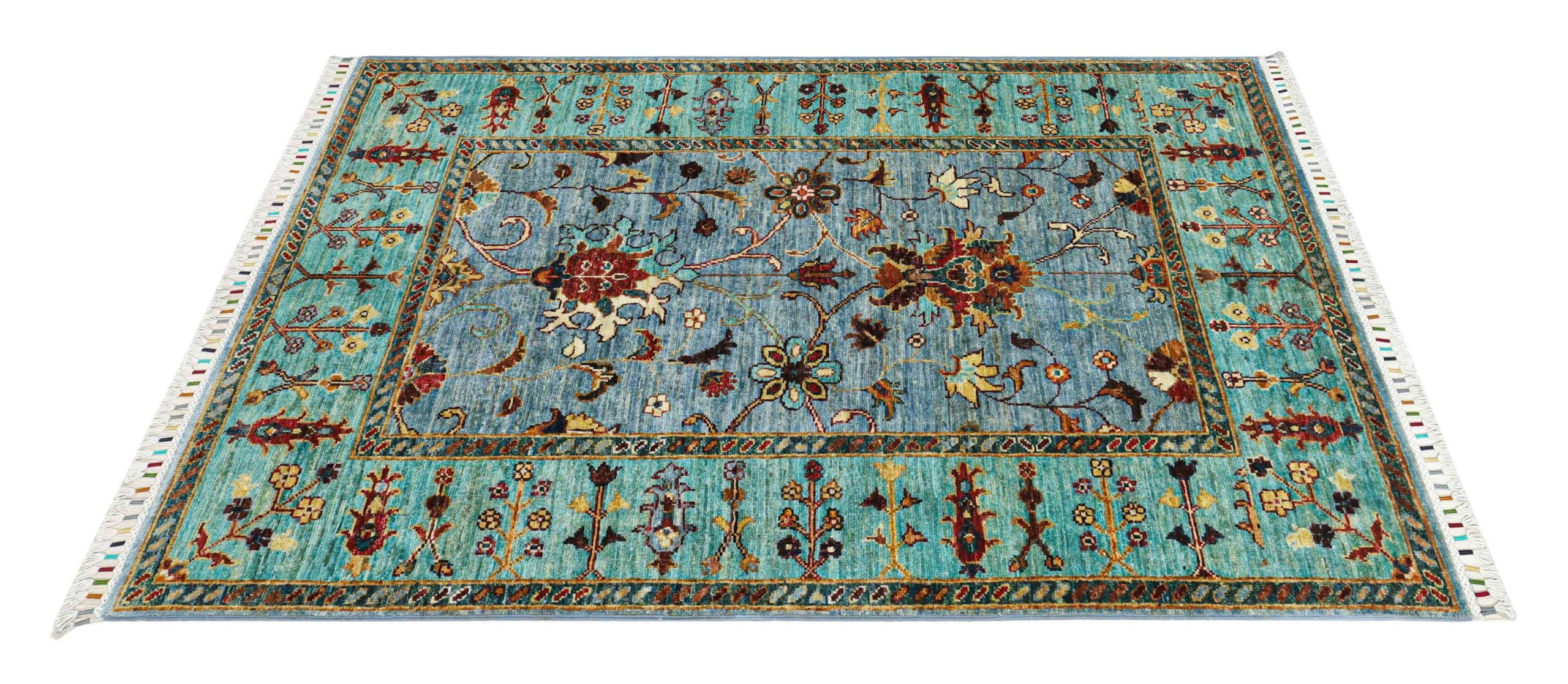 Chobrang Rug – Sultani Gul Design, Blue & Red,