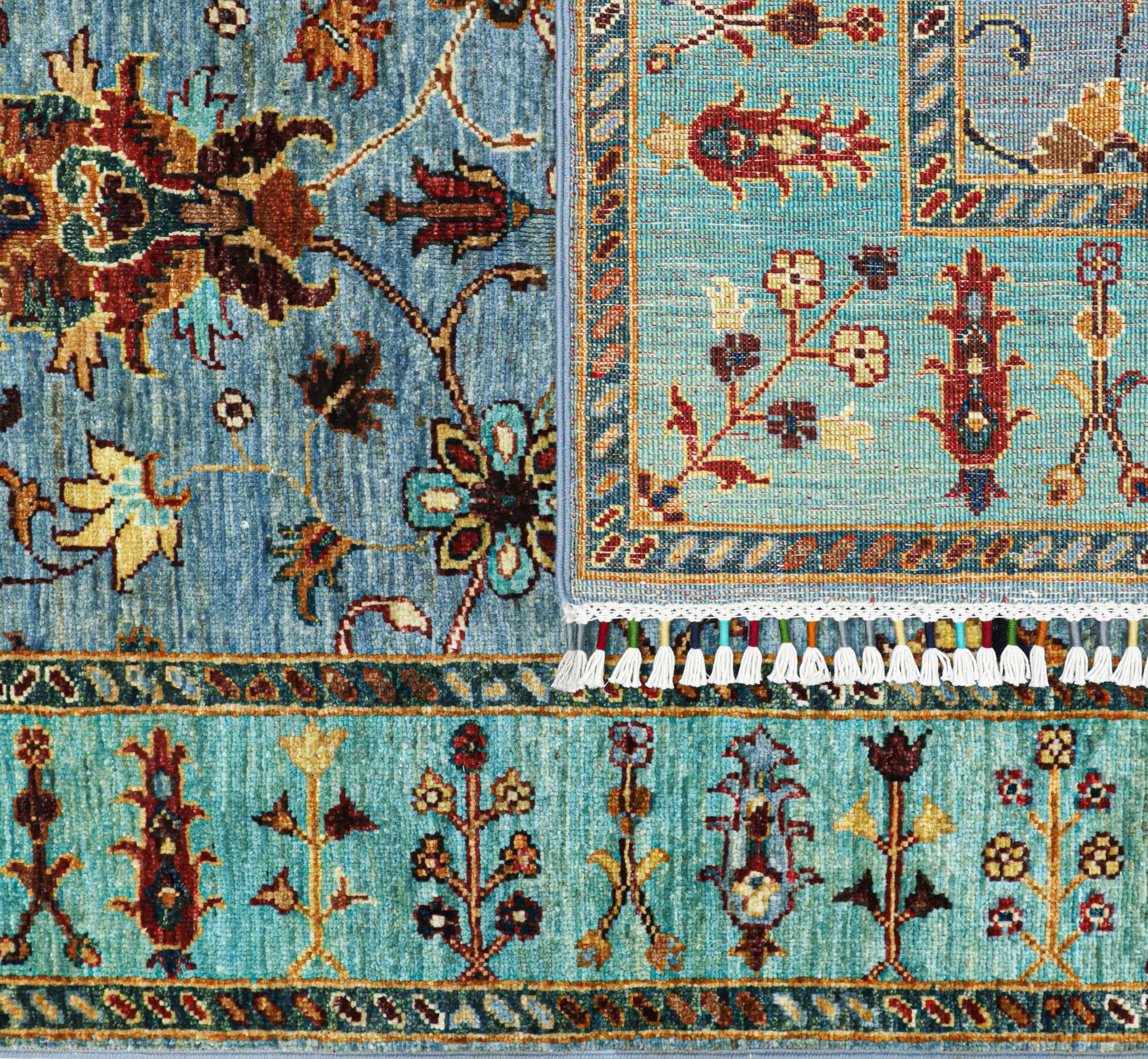 Chobrang Rug – Sultani Gul Design, Blue & Red,